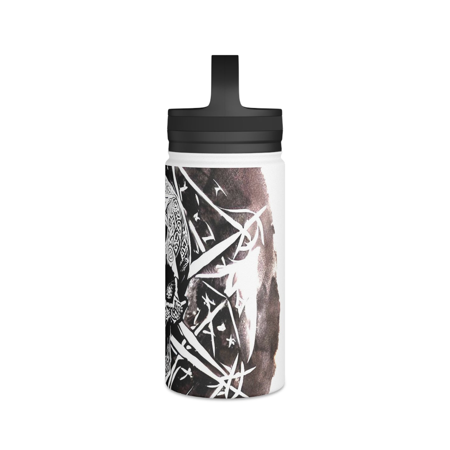 Pentagram Skull Stainless Steel Water Bottle, Handle Lid