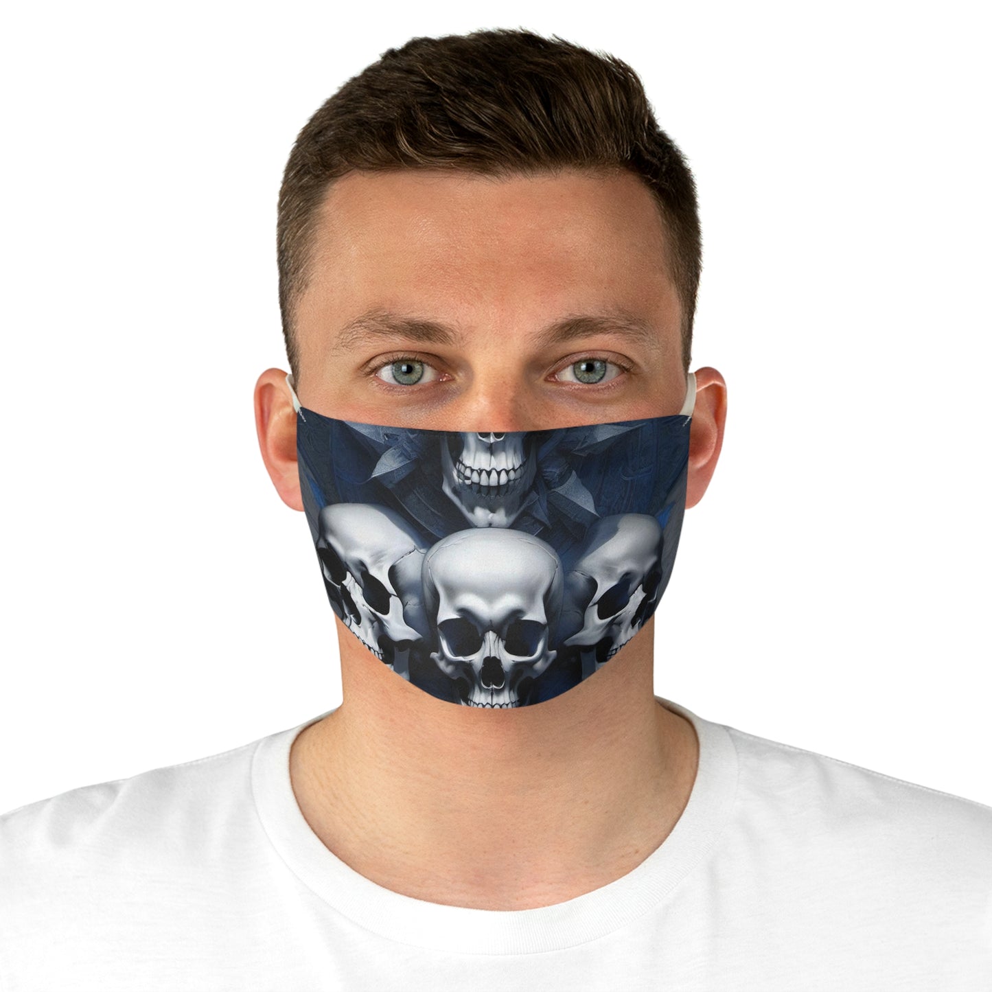 Blue 3 skull Fabric Face Mask