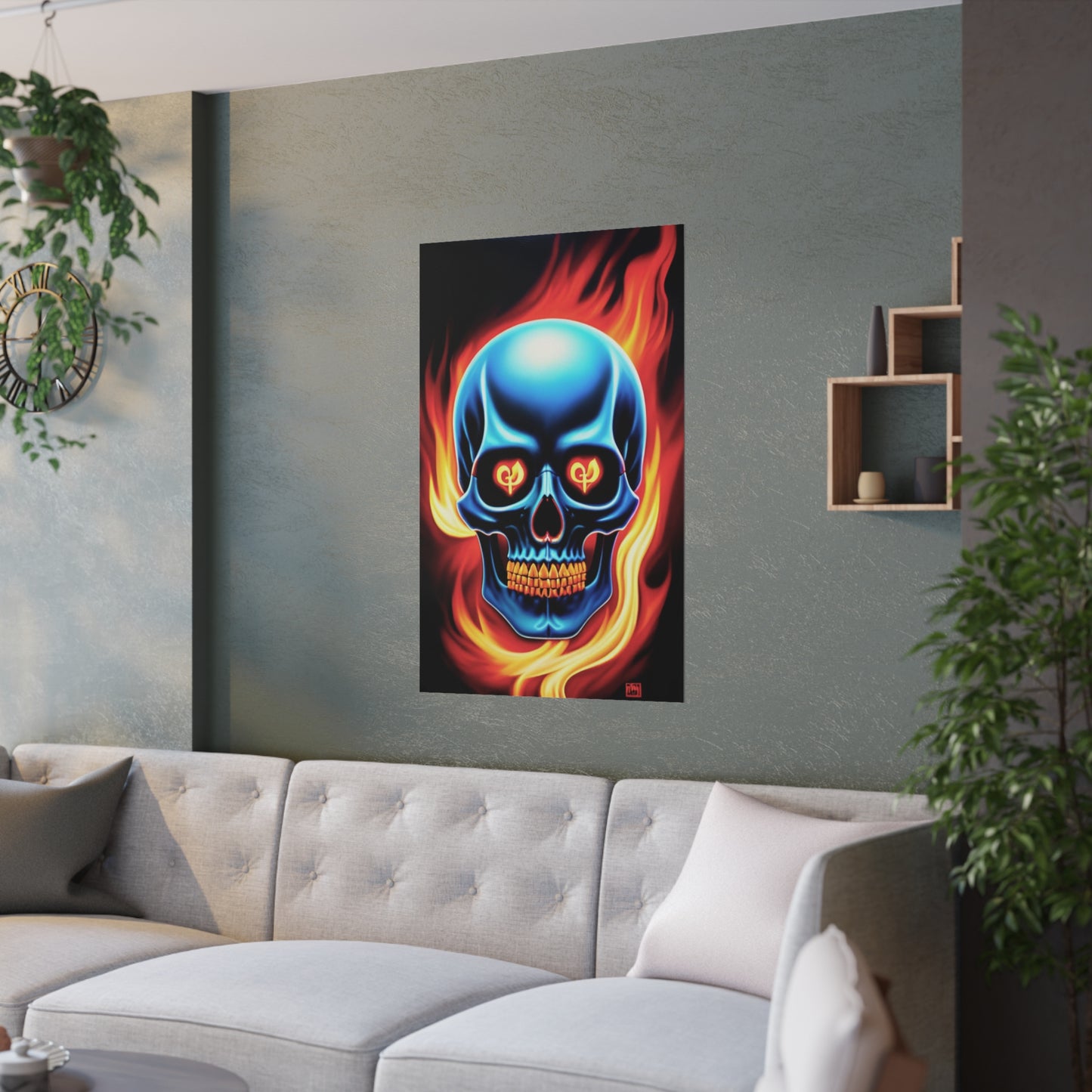 Flaming Skull Satin Posters (210gsm)