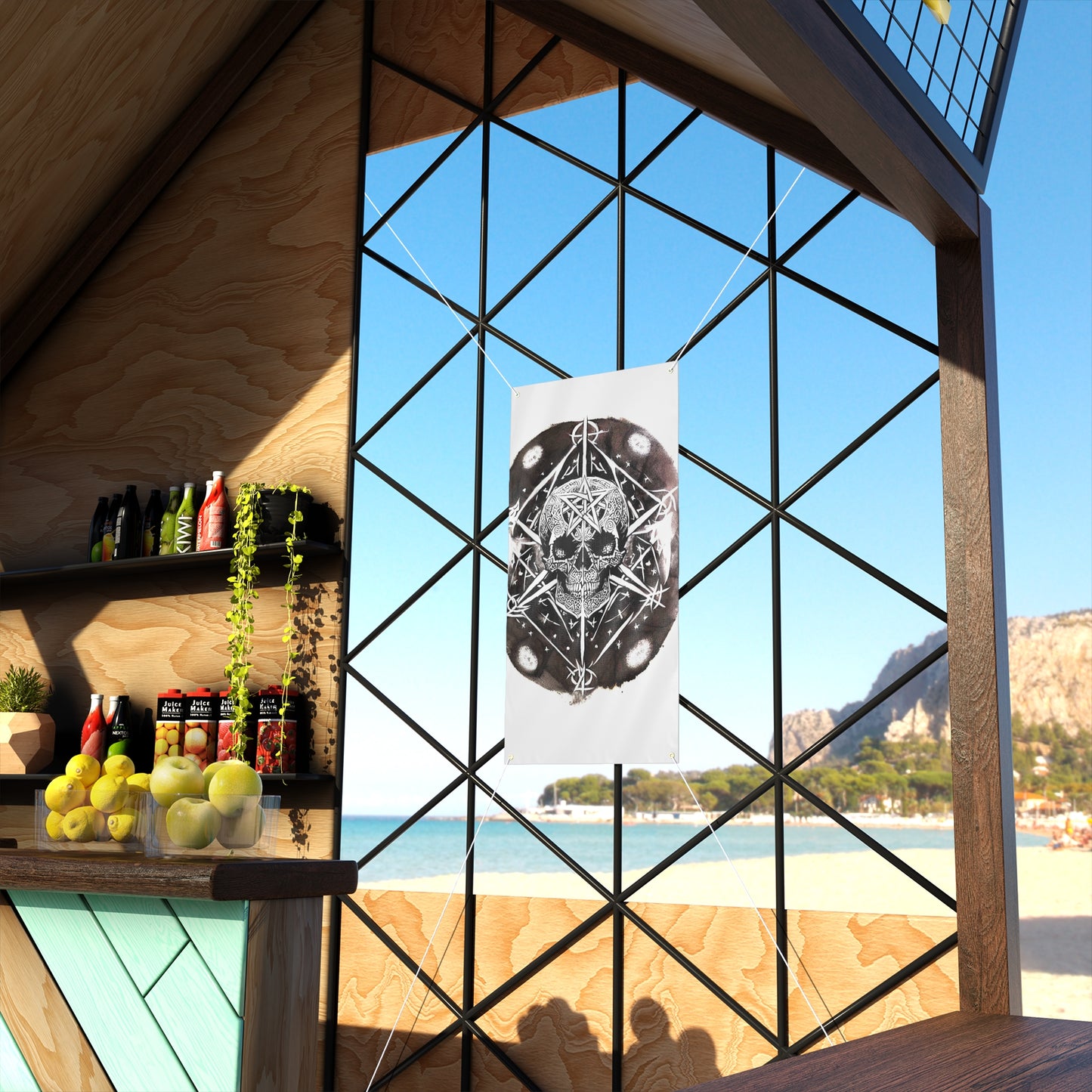 Pentagram Skull Matte Banner