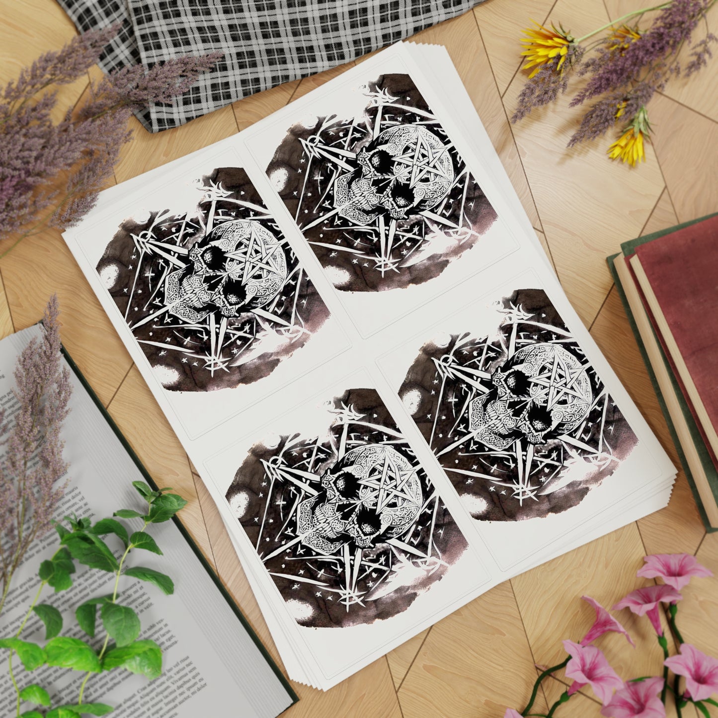 Pentagram Skull Sticker Sheet Bundle, 10pcs