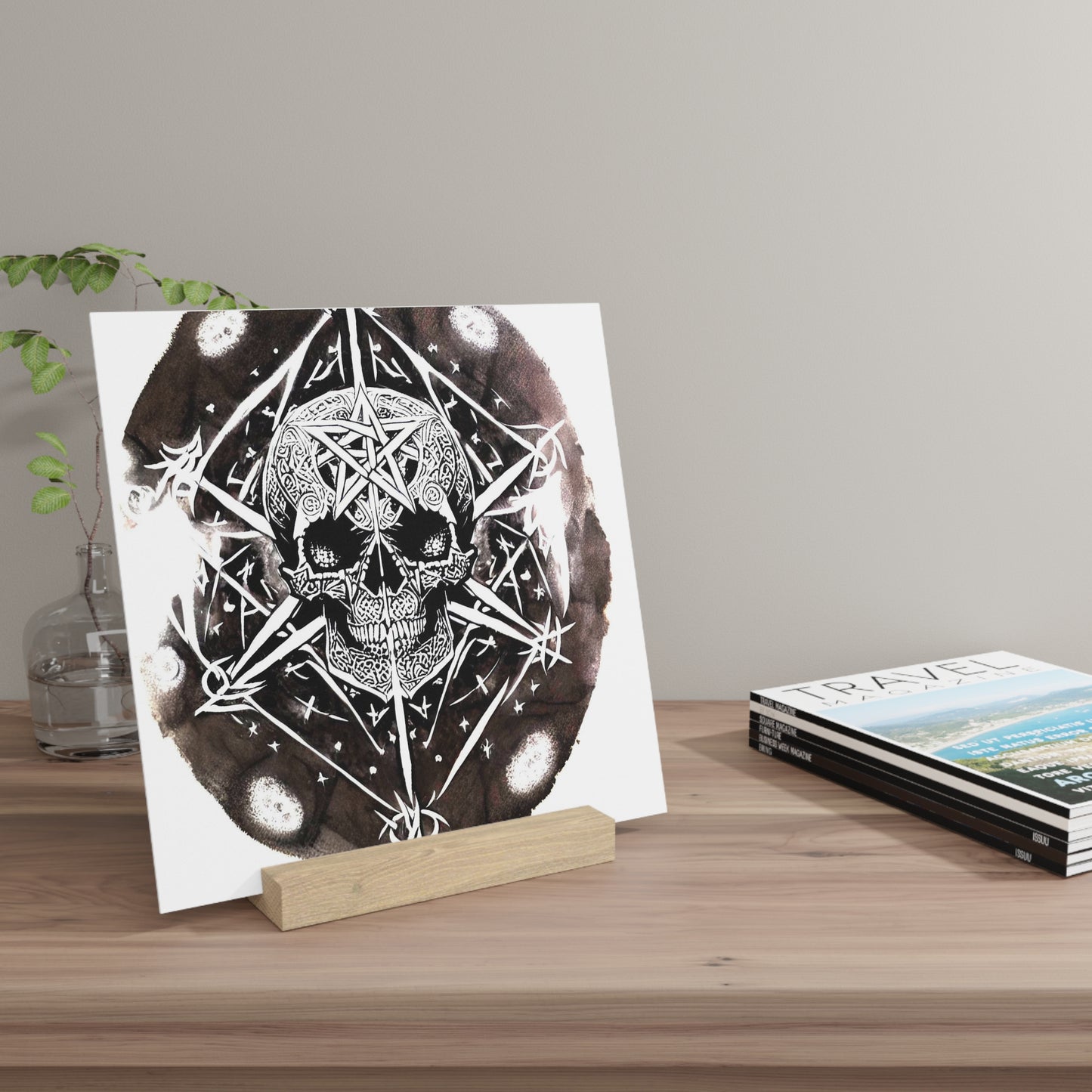 Pentagram Skull Gallery Board with Stand