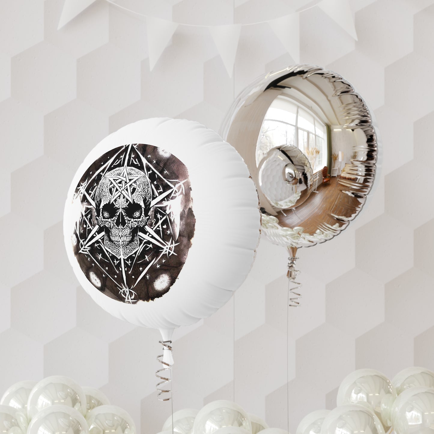 Pentagram Skull Mylar Helium Balloon