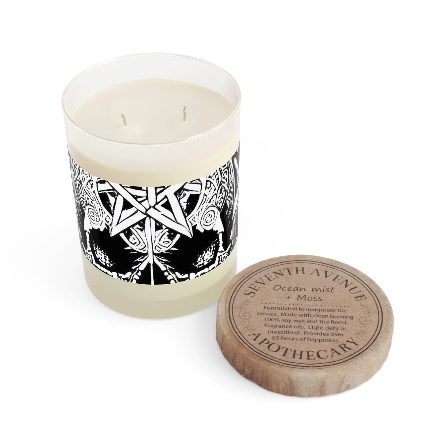 Pentagram Skull Scented Candle - Full Glass, 11oz