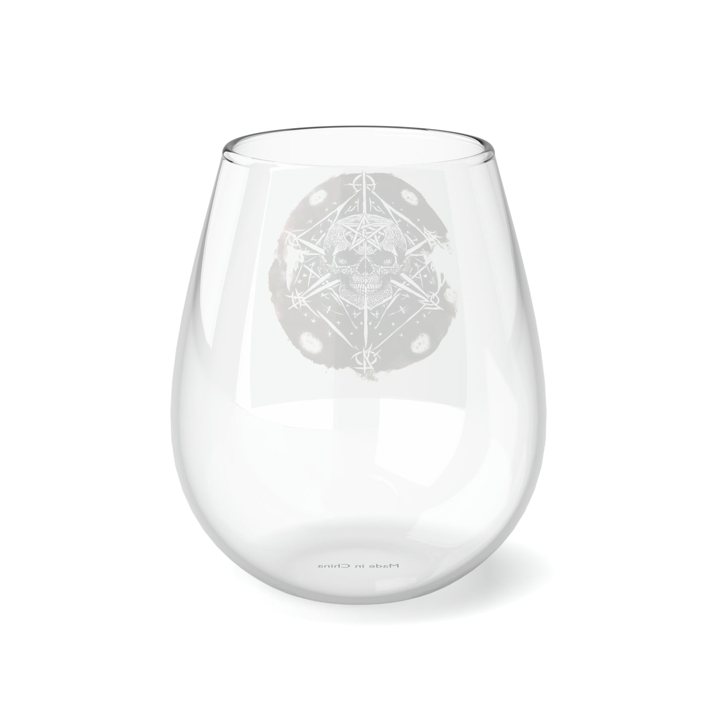 Pentagram Skull Stemless Wine Glass, 11.75oz