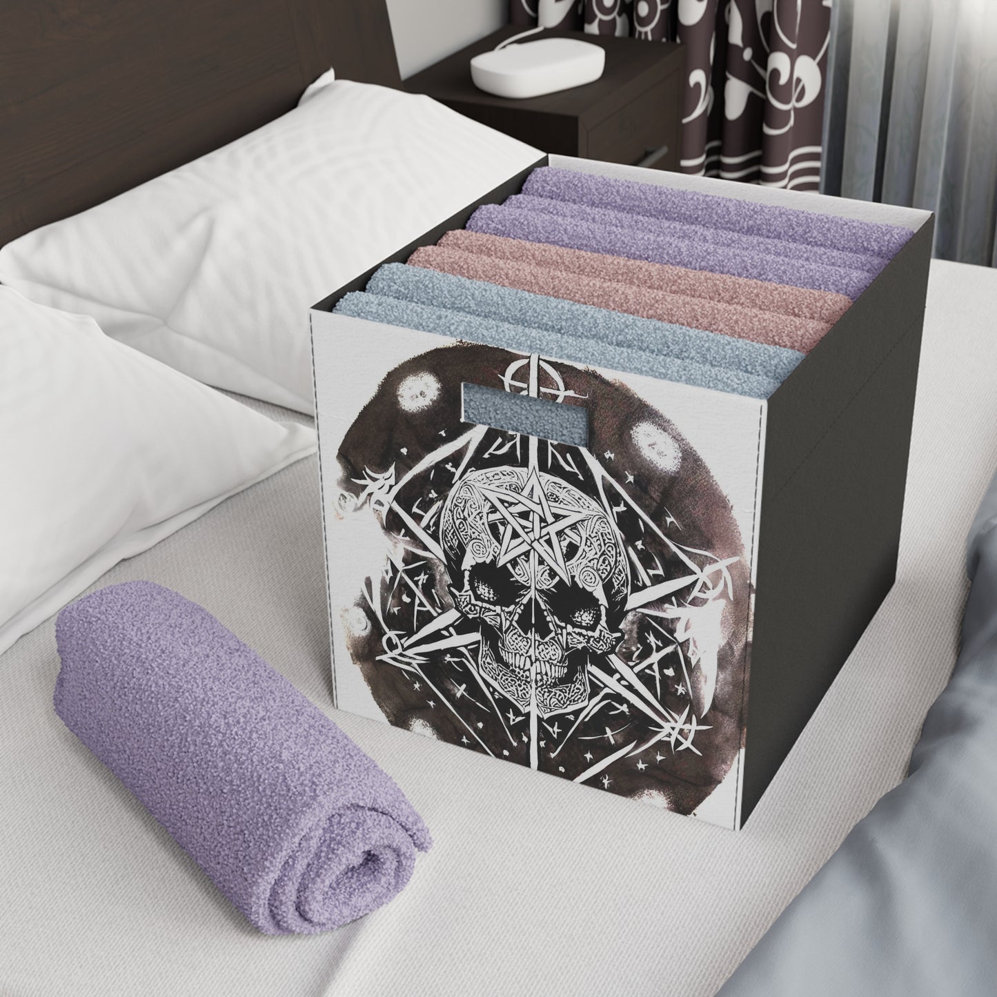 Pentagram Skull Felt Storage Box