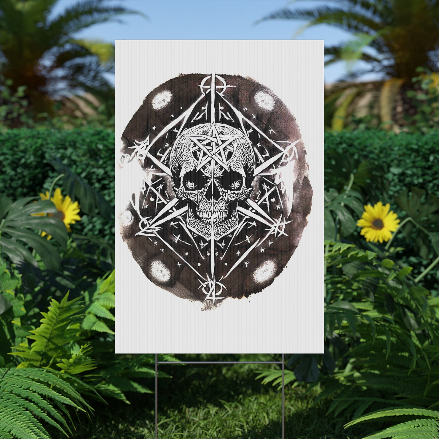 Pentagram Skull Plastic Yard Sign