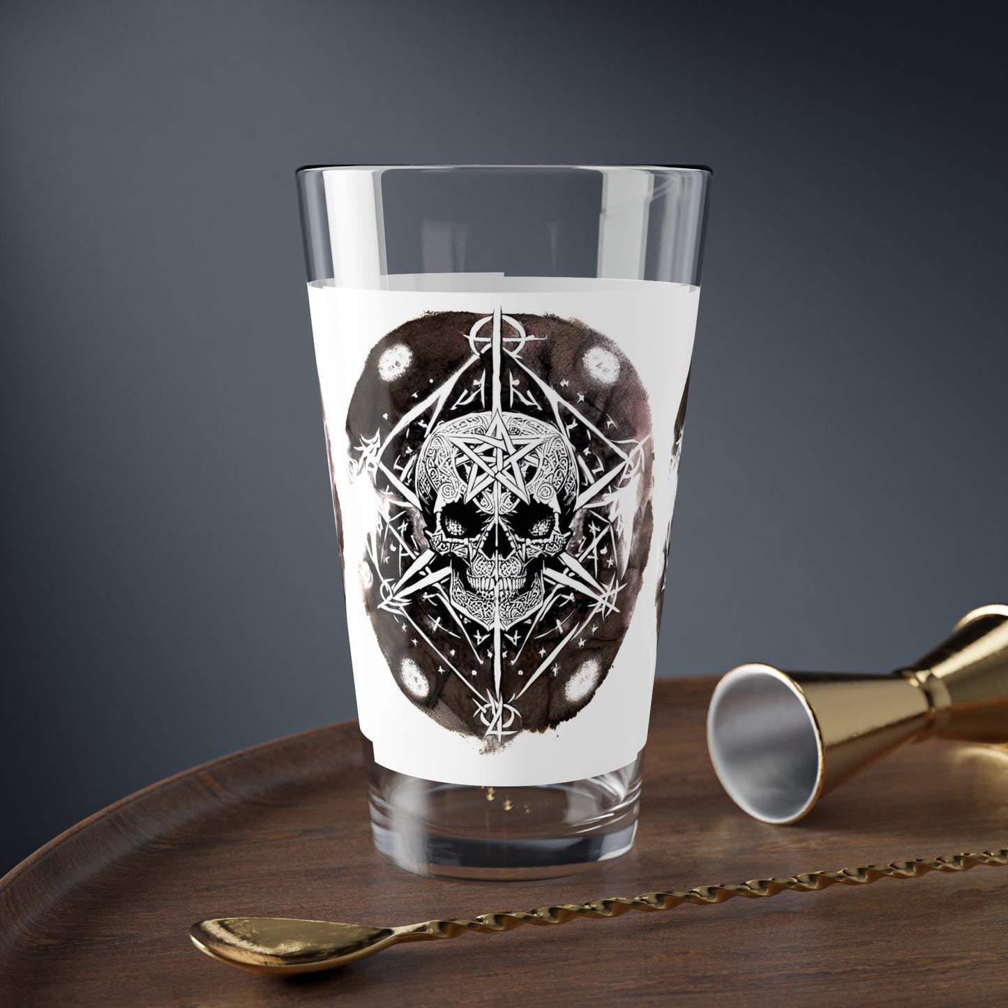 Pentagram Skull Mixing Glass, 16oz