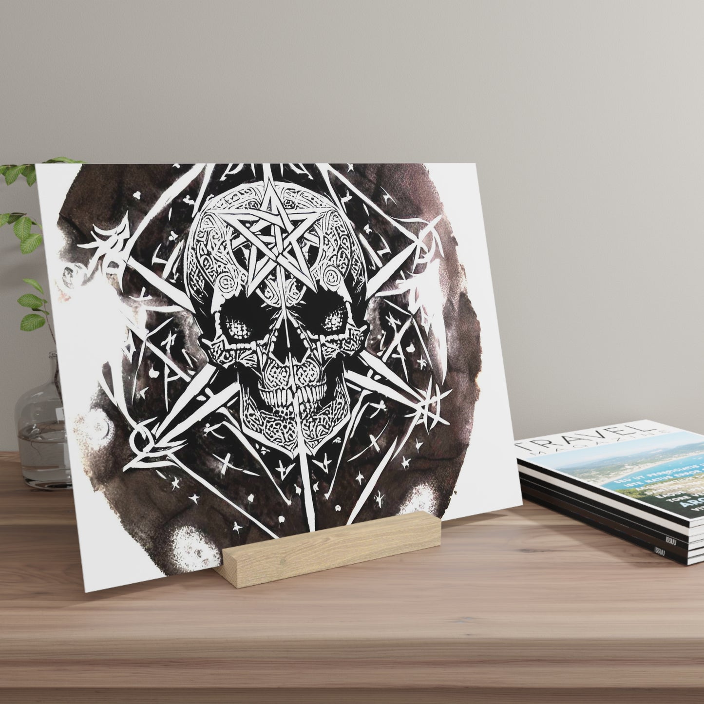 Pentagram Skull Gallery Board with Stand