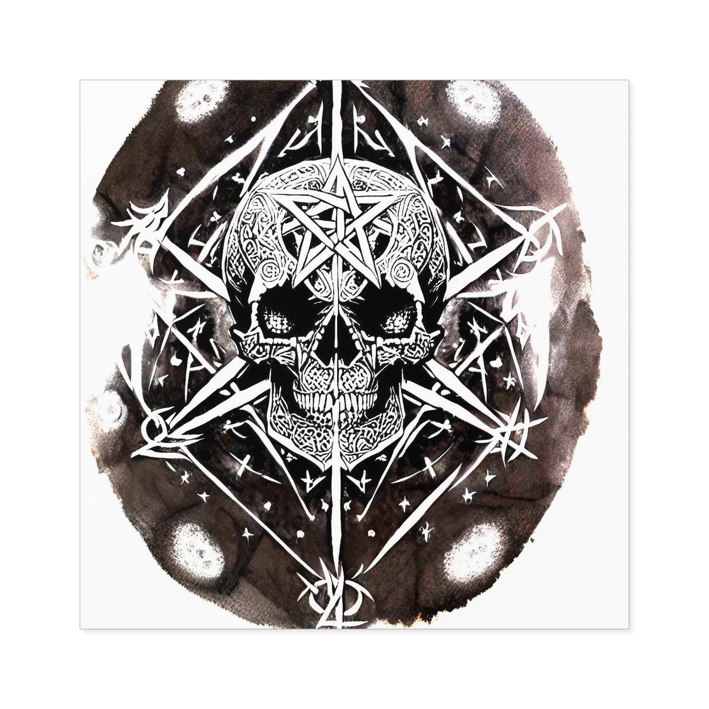 Pentagram Skull Square Stickers, Indoor\Outdoor