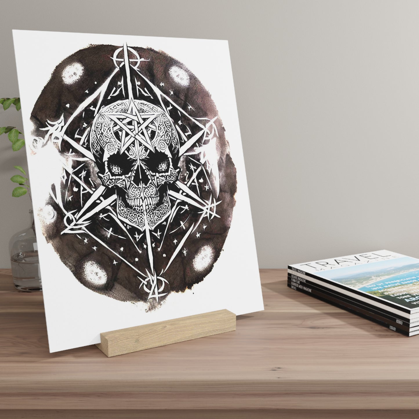 Pentagram Skull Gallery Board with Stand