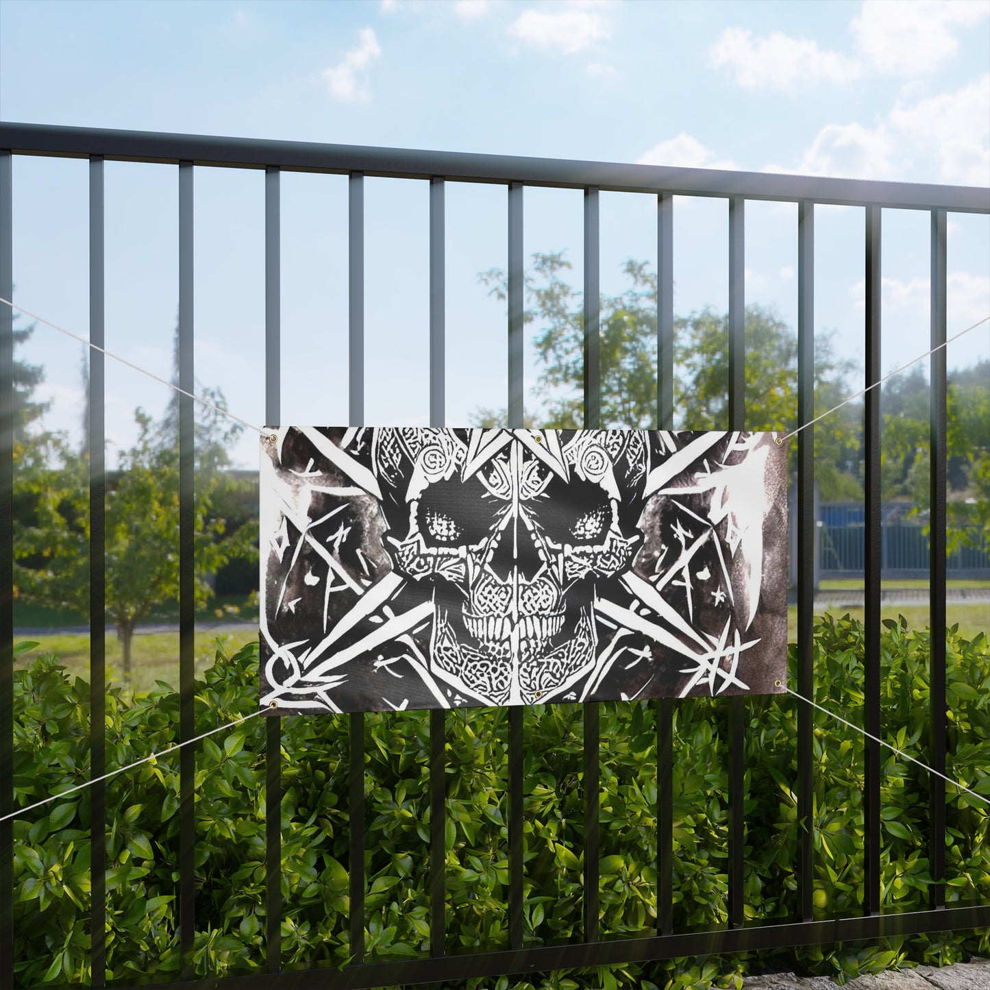 Pentagram Skull Matte Banner