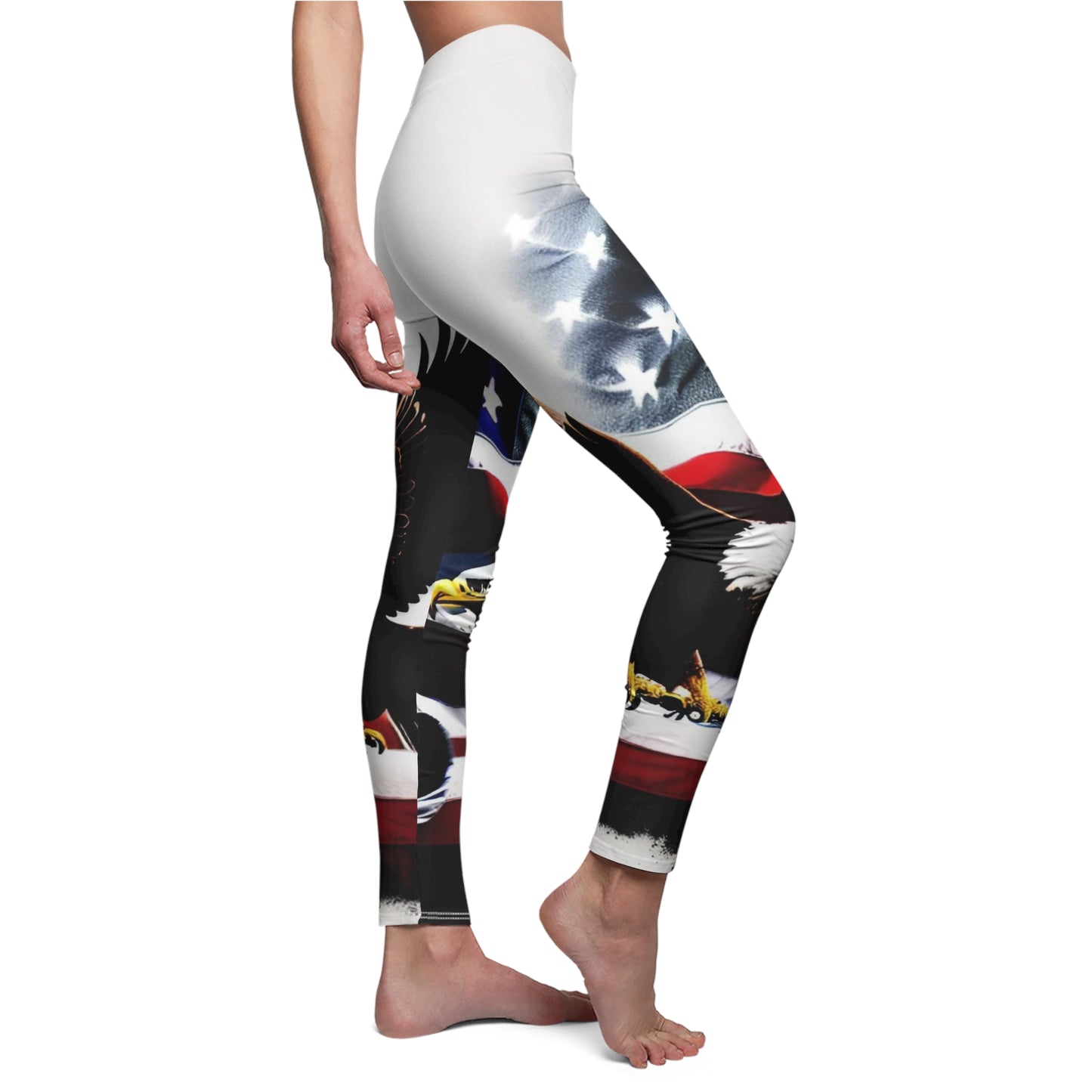 Eagle and flag Women's Cut & Sew Casual Leggings (AOP)