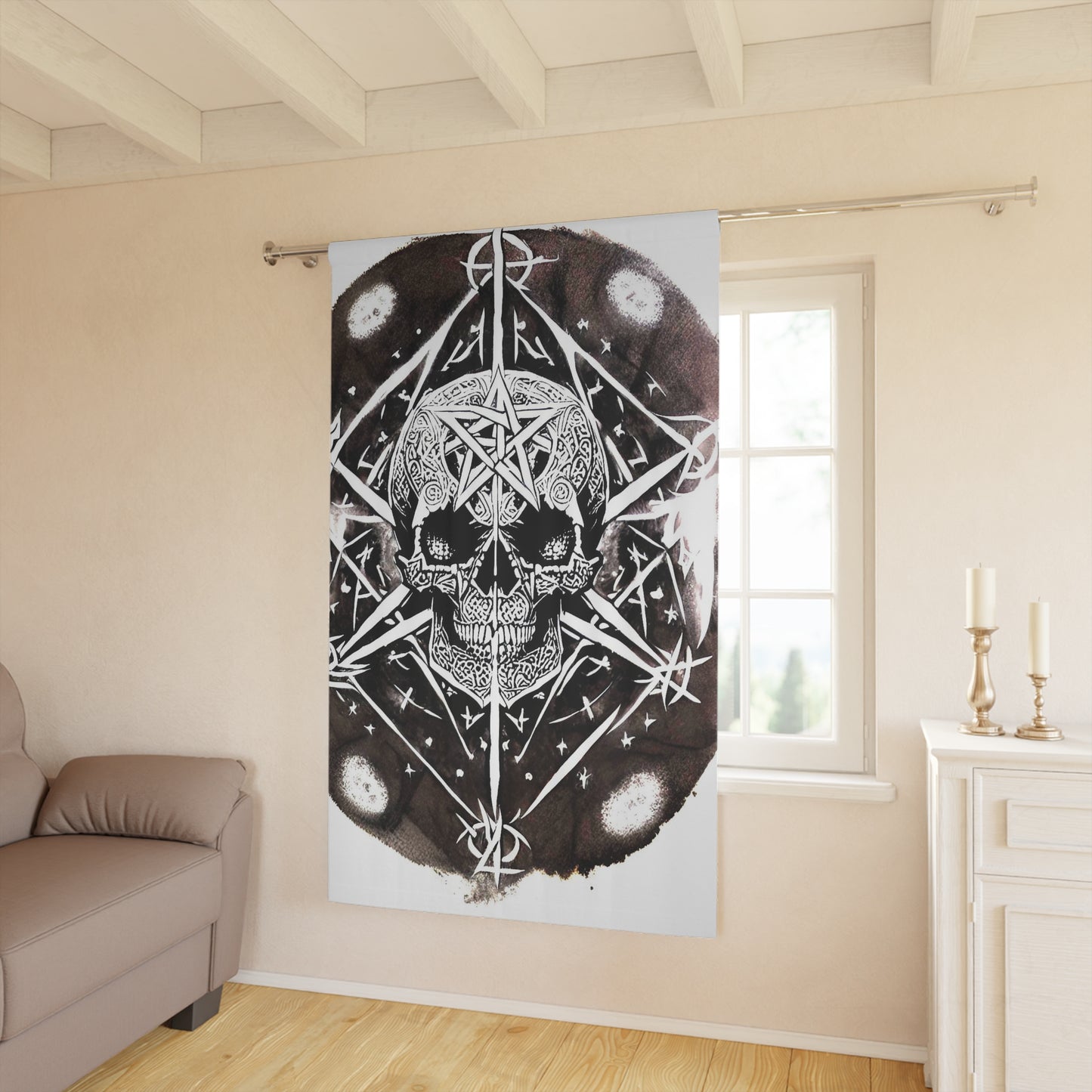 Pentagram Skull Window Curtains (1 Piece)