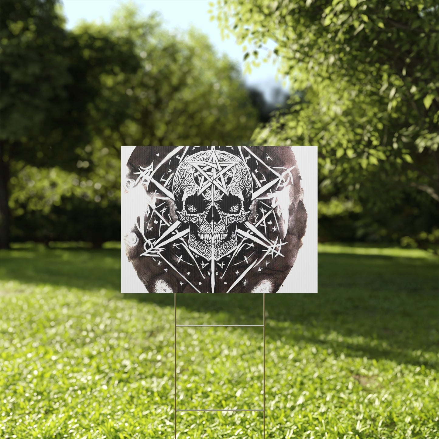 Pentagram Skull Plastic Yard Sign