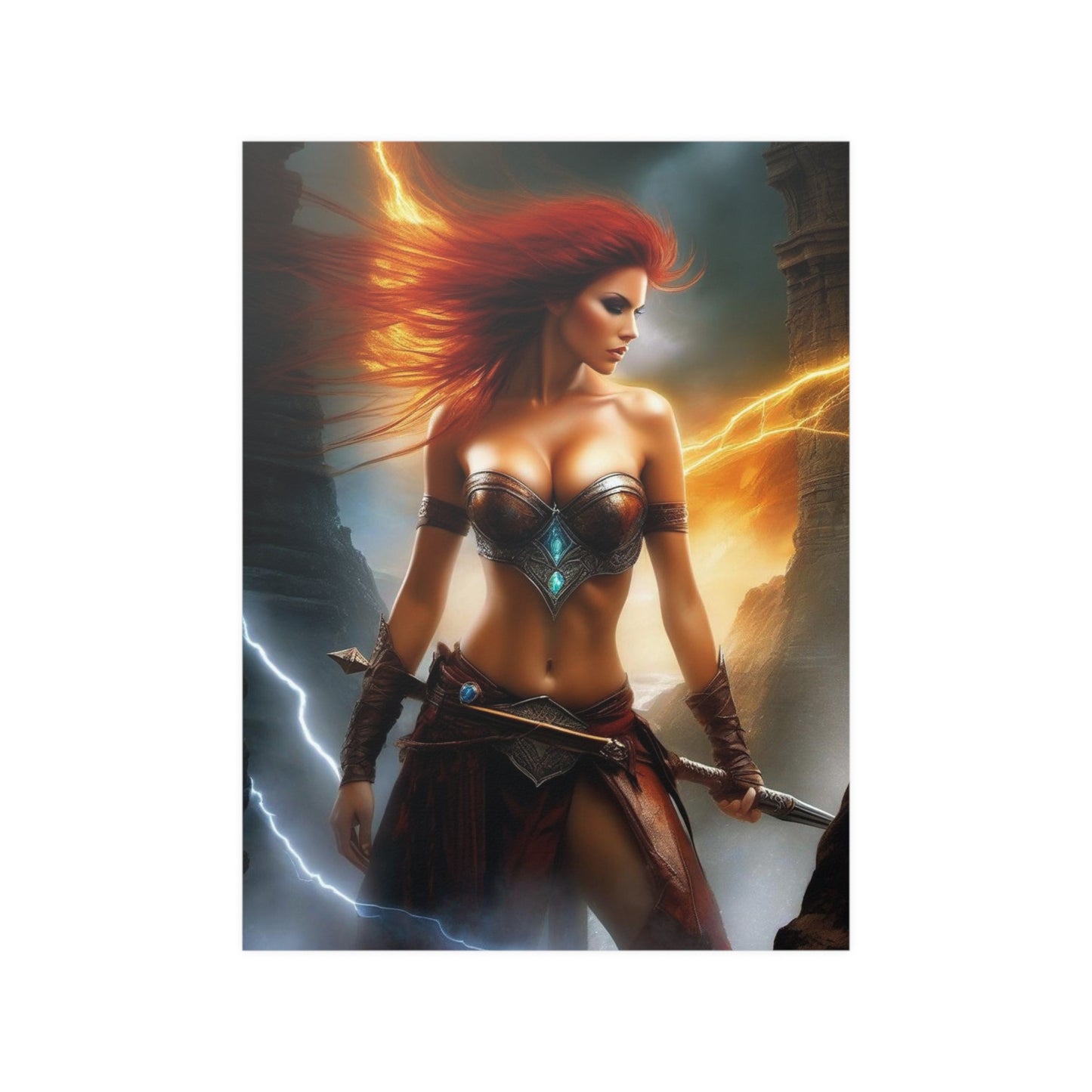 Lighting winged Warrior Satin Posters (210gsm)