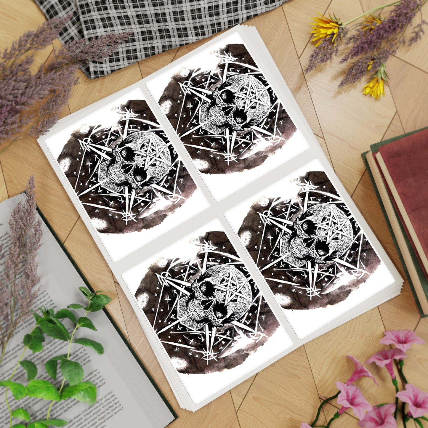 Pentagram Skull Sticker Sheet Bundle, 5pcs