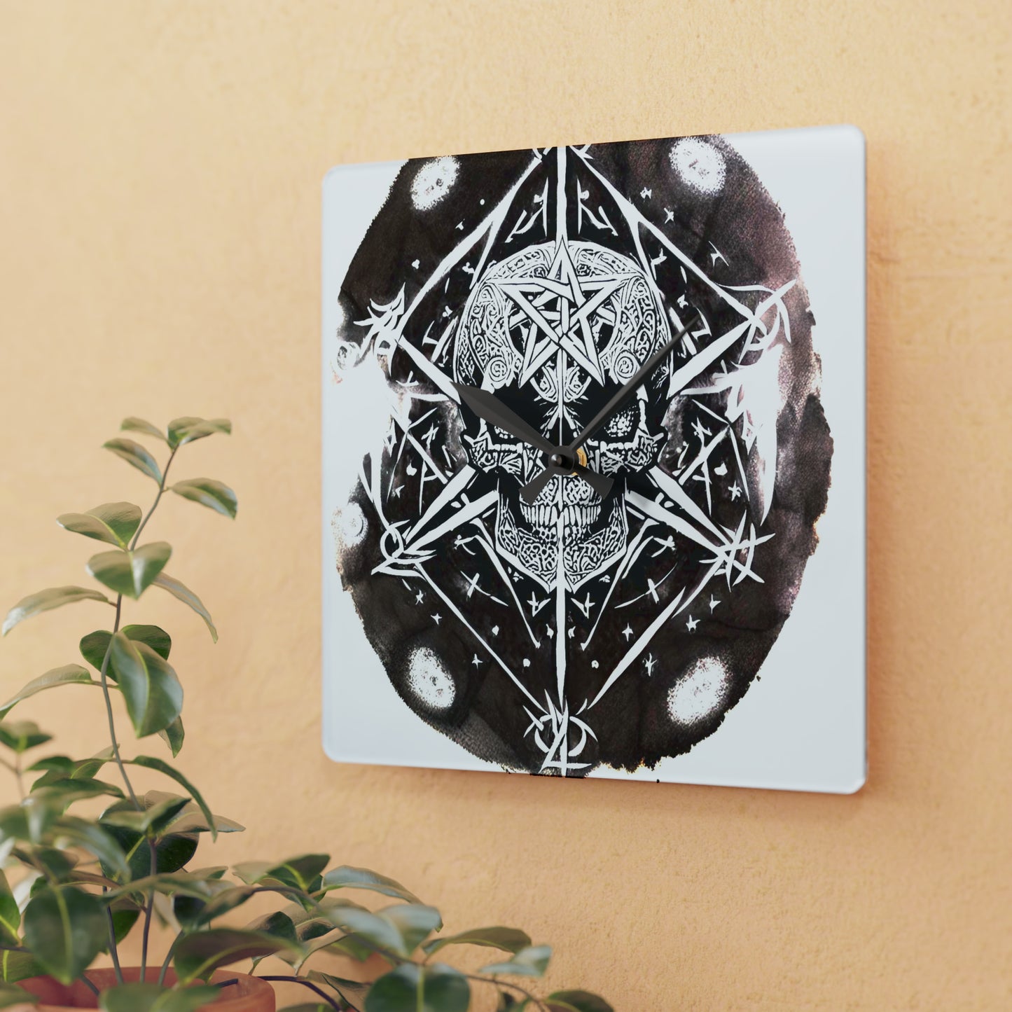 Pentagram Skull Acrylic Wall Clock