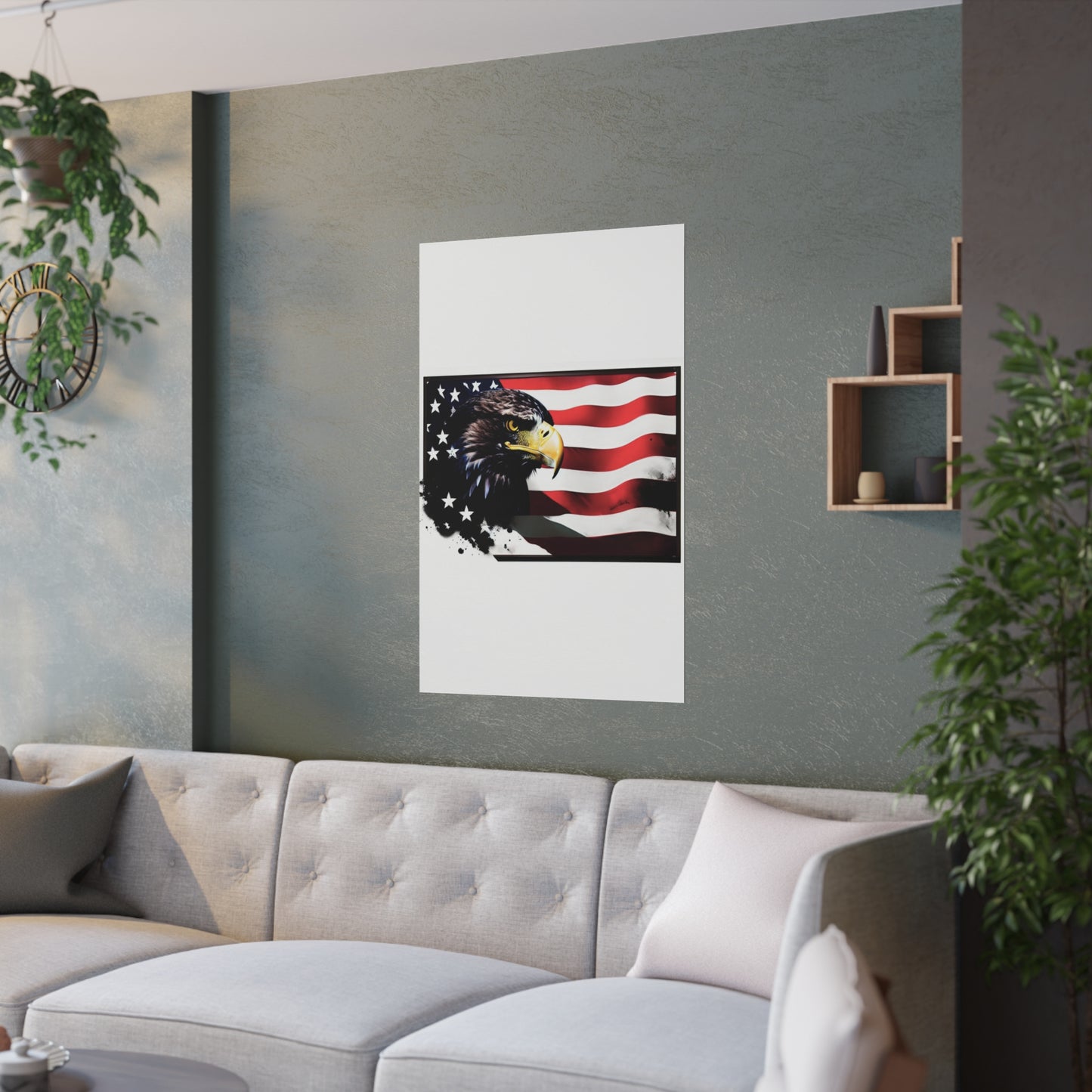 Eagle and flag Satin Posters (210gsm)