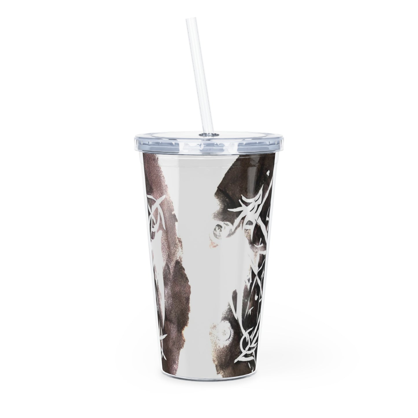 Pentagram Skull Plastic Tumbler with Straw