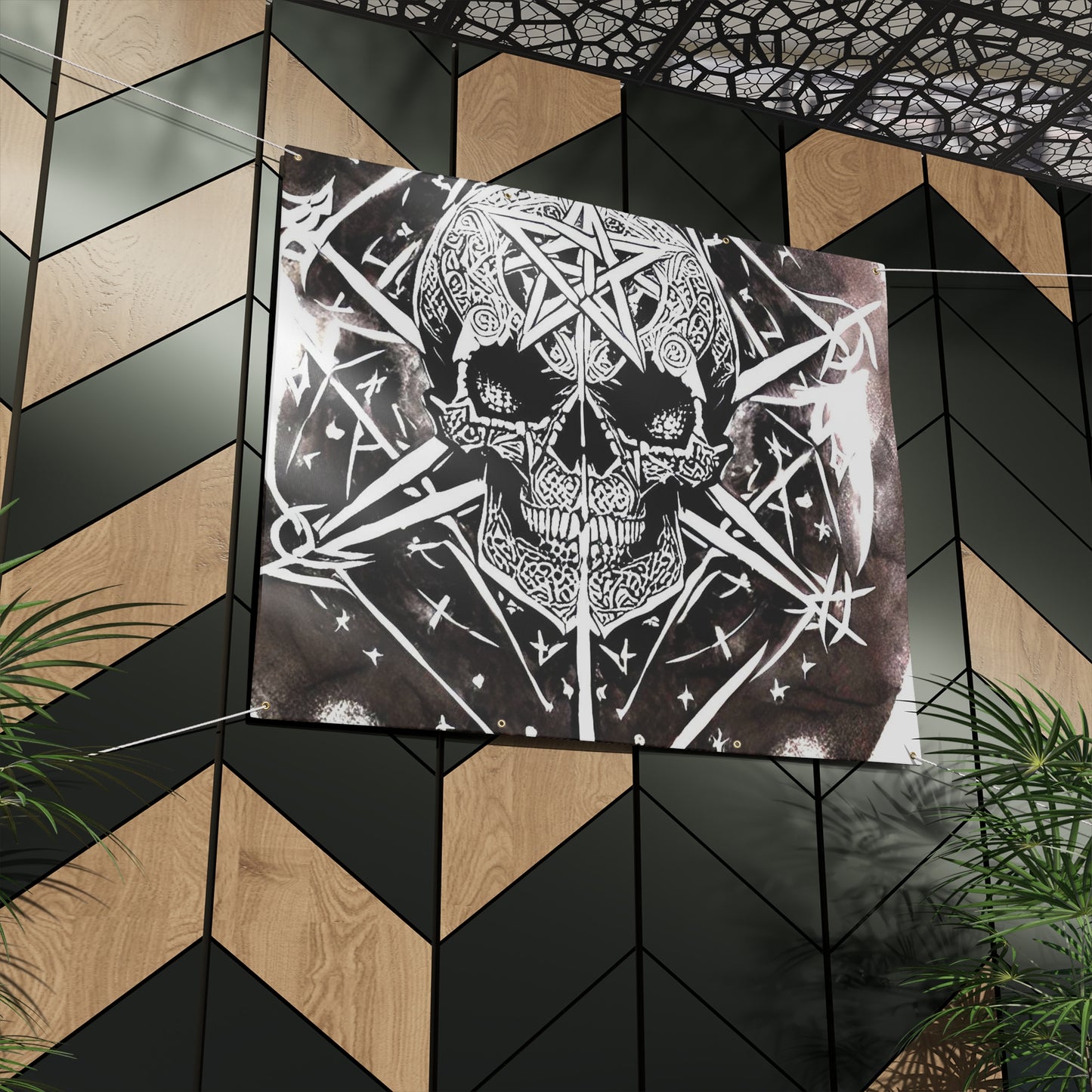 Pentagram Skull Matte Banner