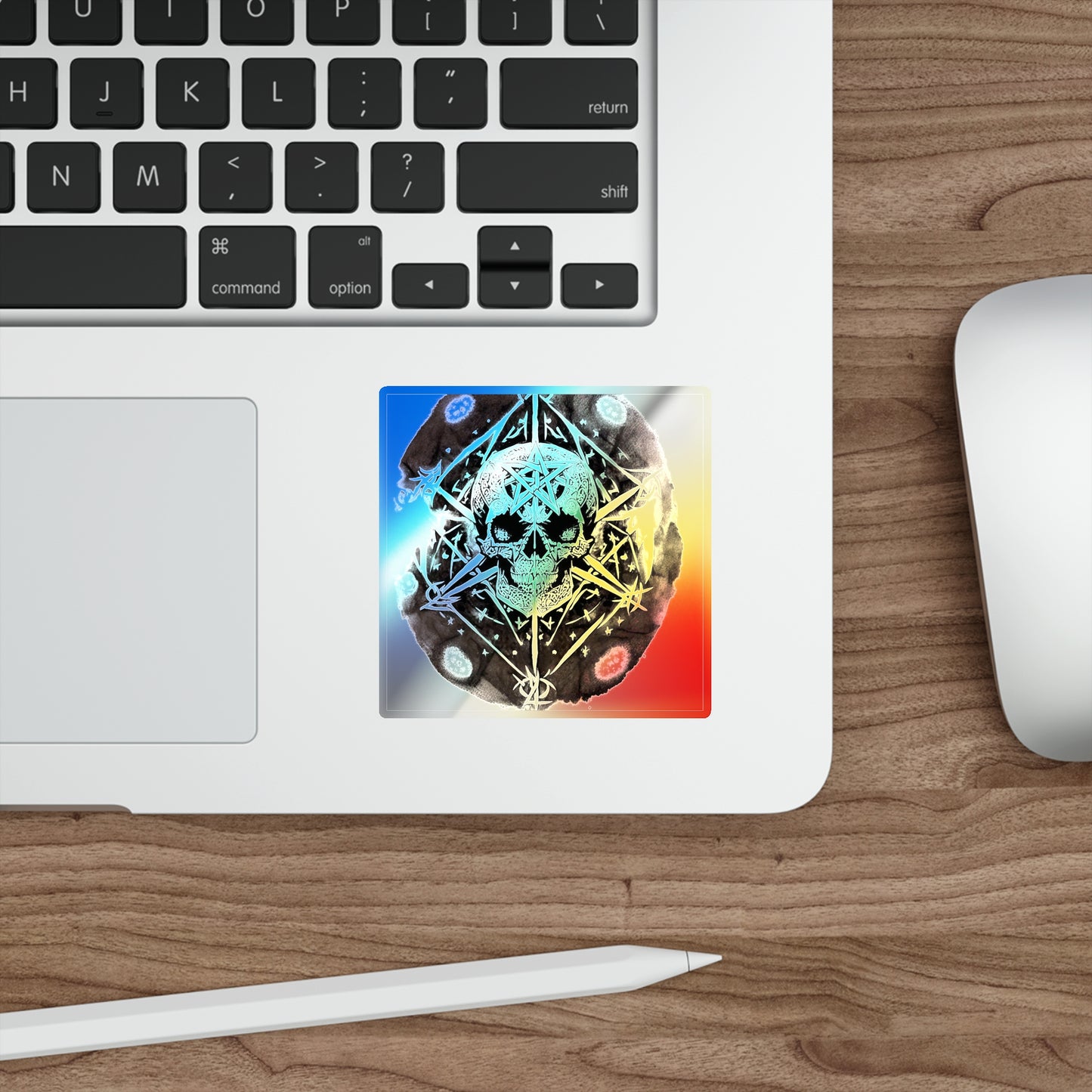 Pentagram Skull Holographic Die-cut Stickers