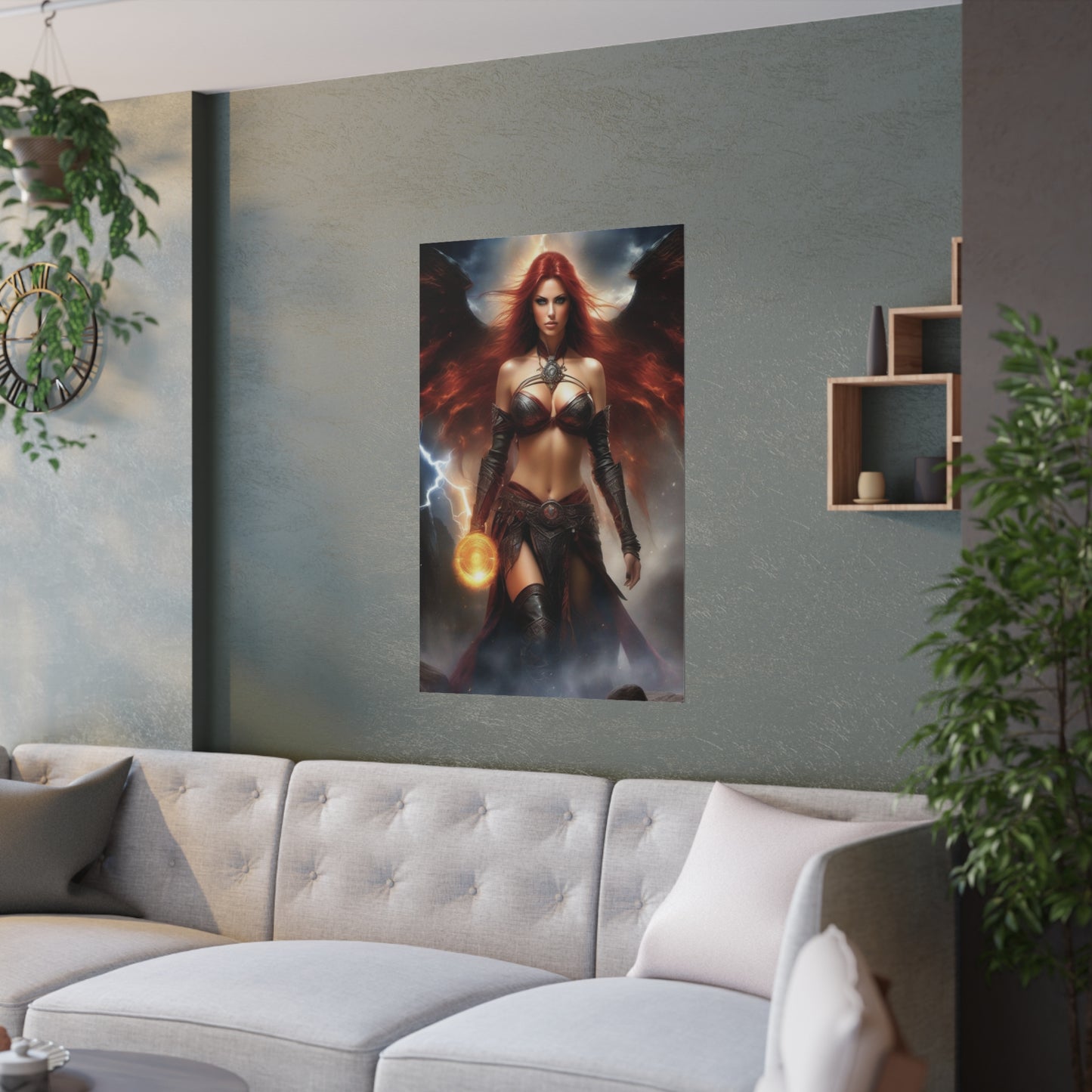 Winged Fire Witch Satin Posters (210gsm)