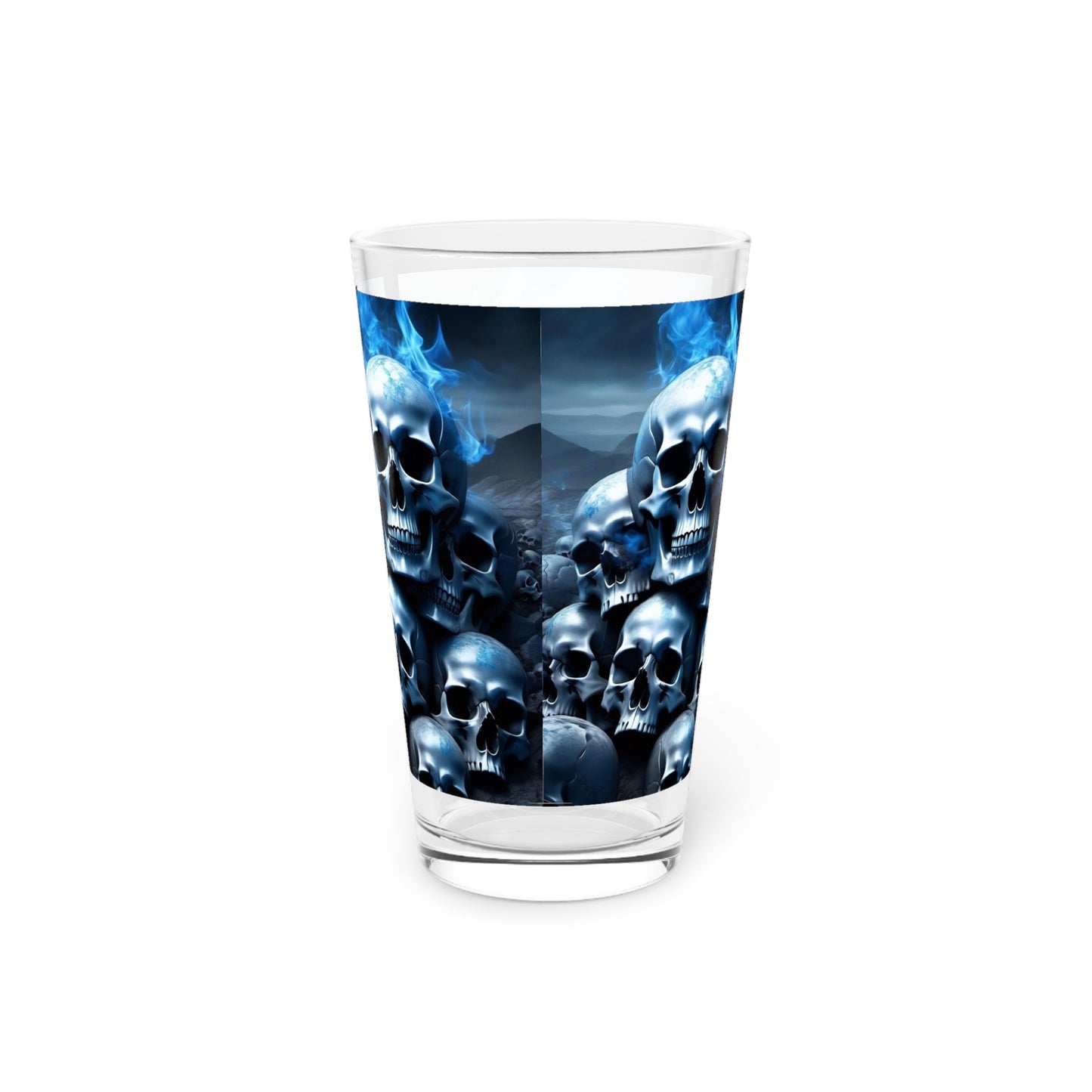 Blue skulls Pint Glass, 16oz