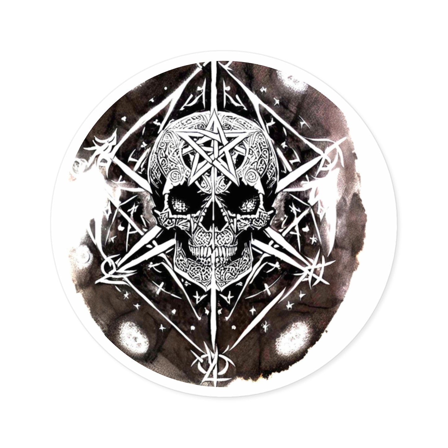 Pentagram Skull Round Stickers, Indoor\Outdoor