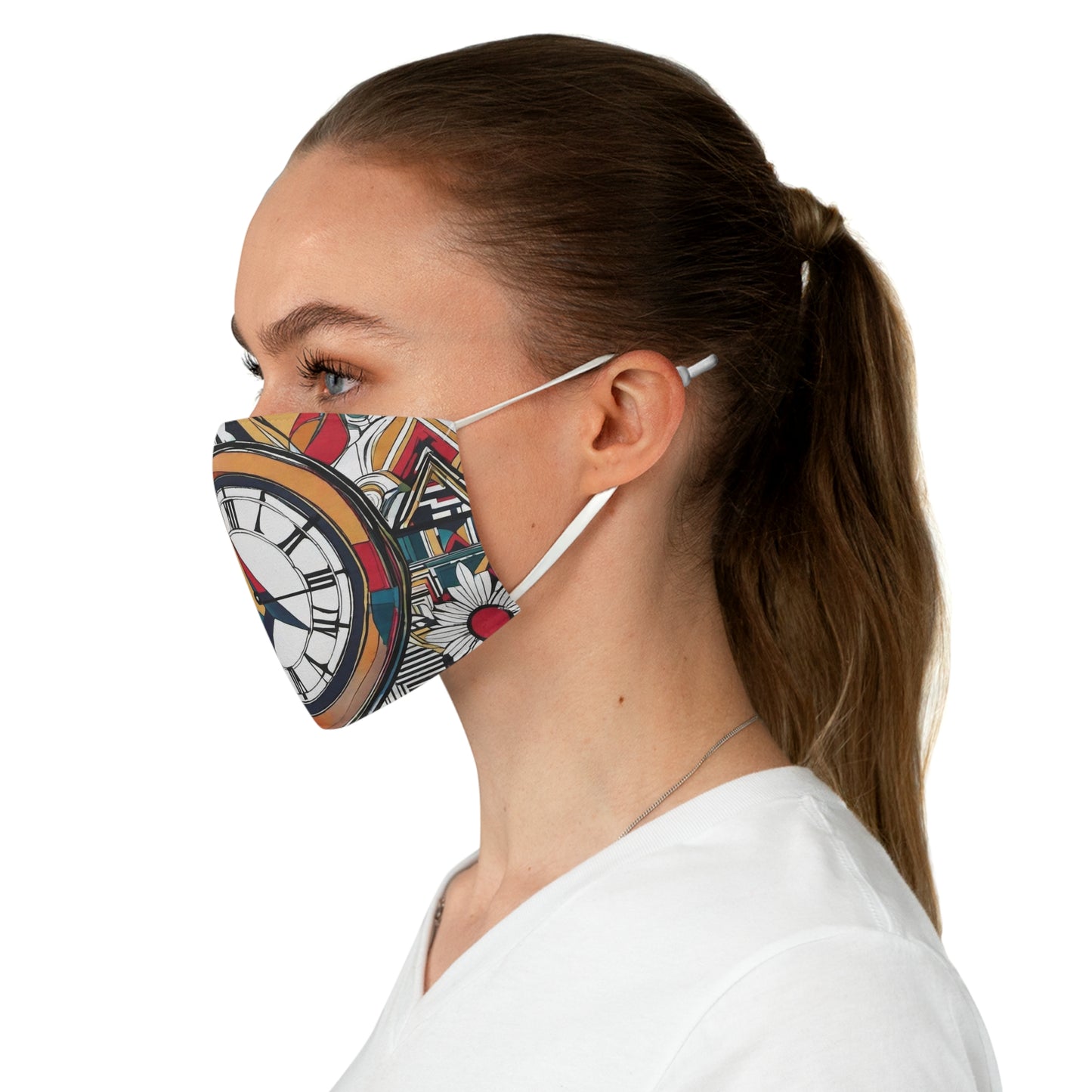 Abstract clock Fabric Face Mask