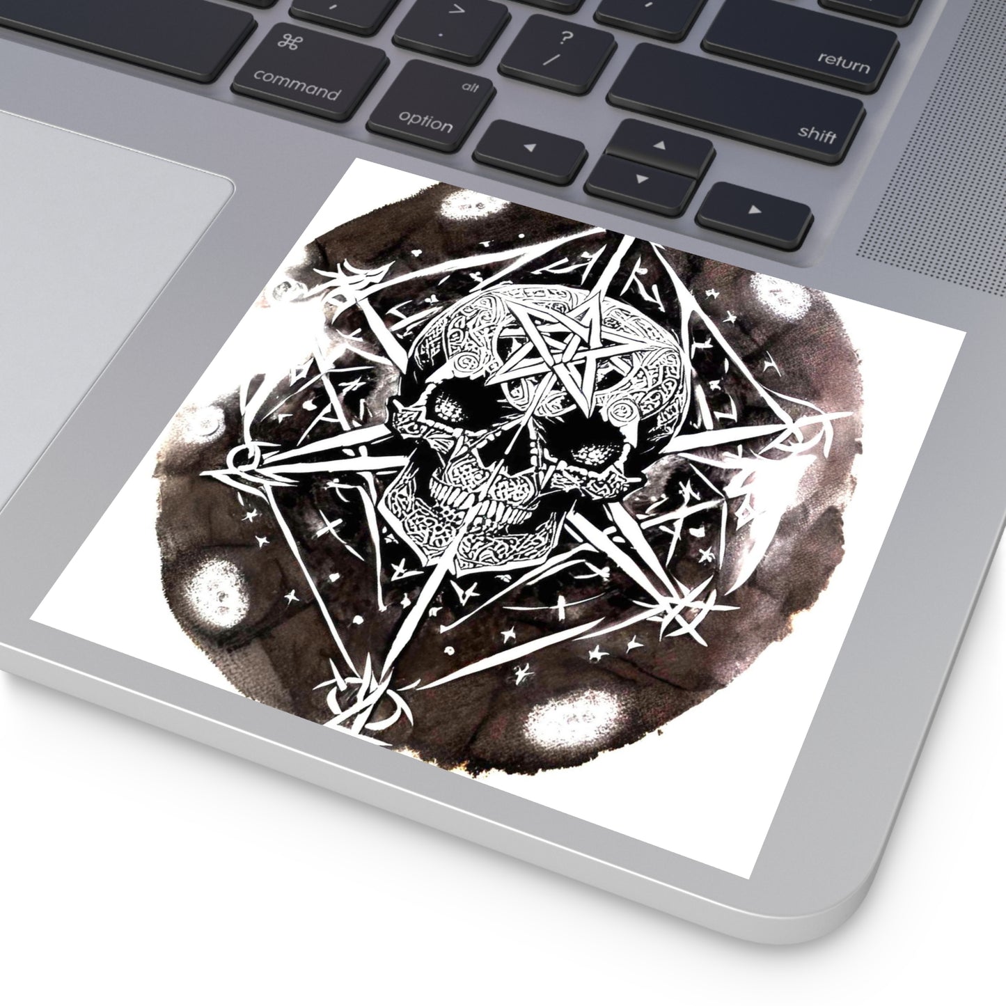 Pentagram Skull Laminate Stickers, Square