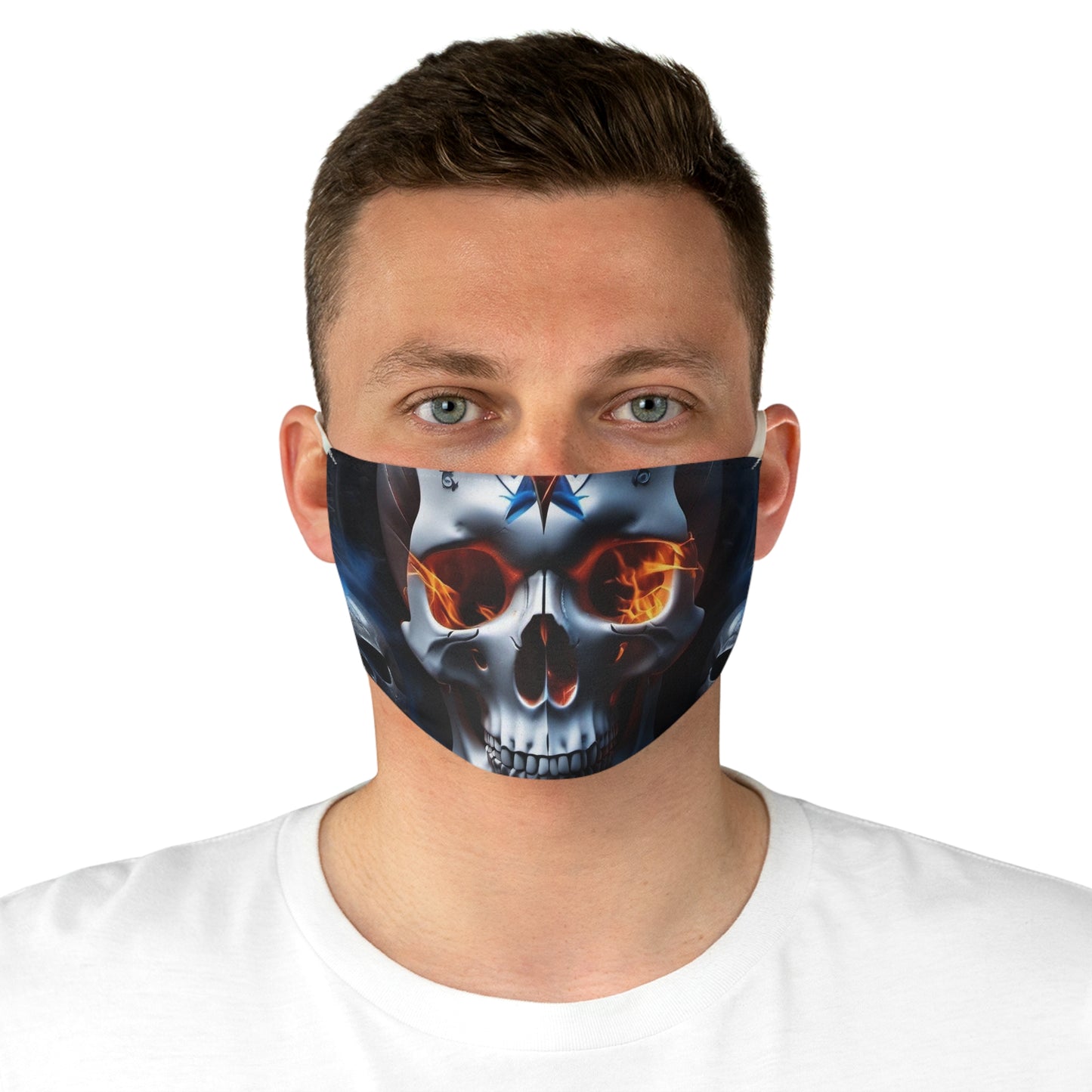 Flaming eyes skull Fabric Face Mask