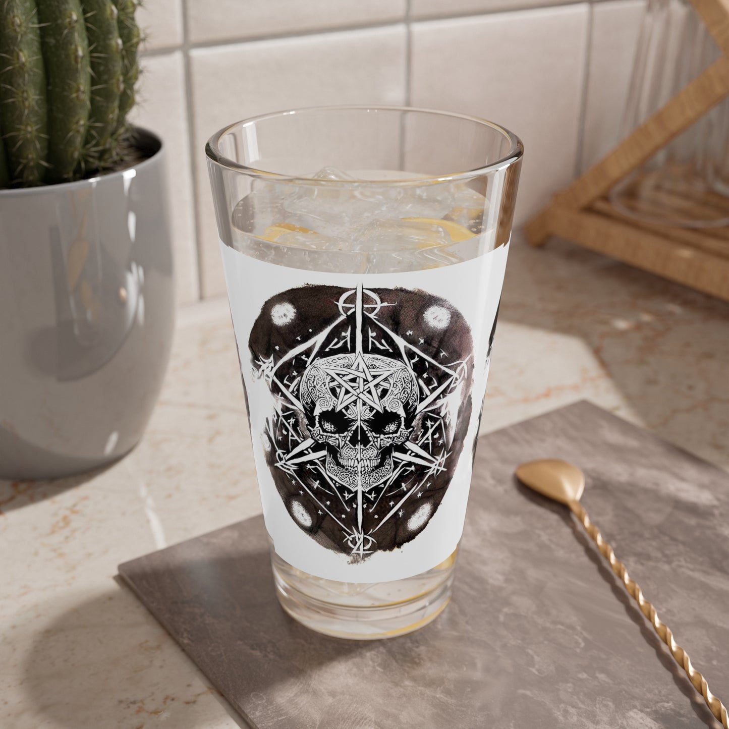 Pentagram Skull Mixing Glass, 16oz