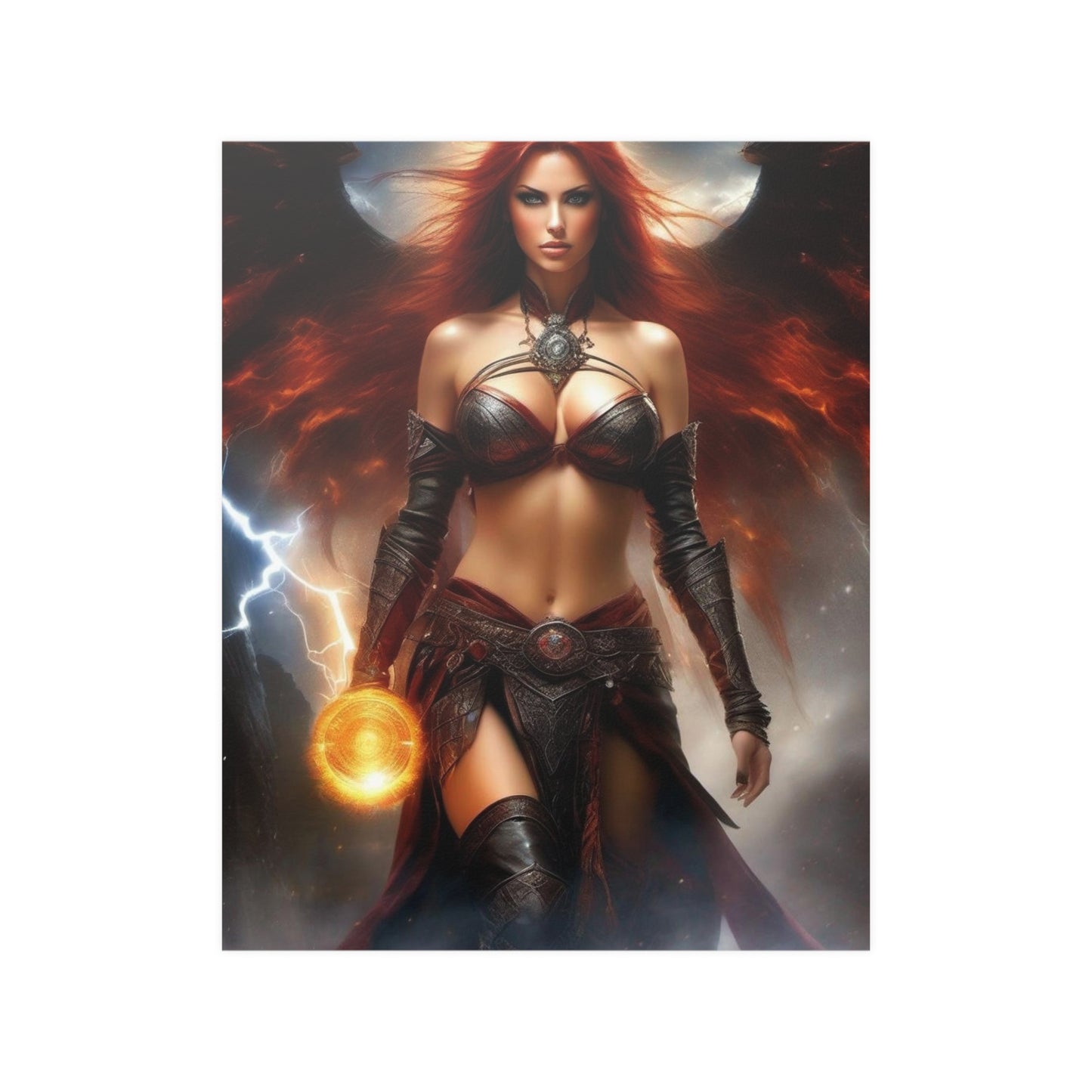 Winged Fire Witch Satin Posters (210gsm)