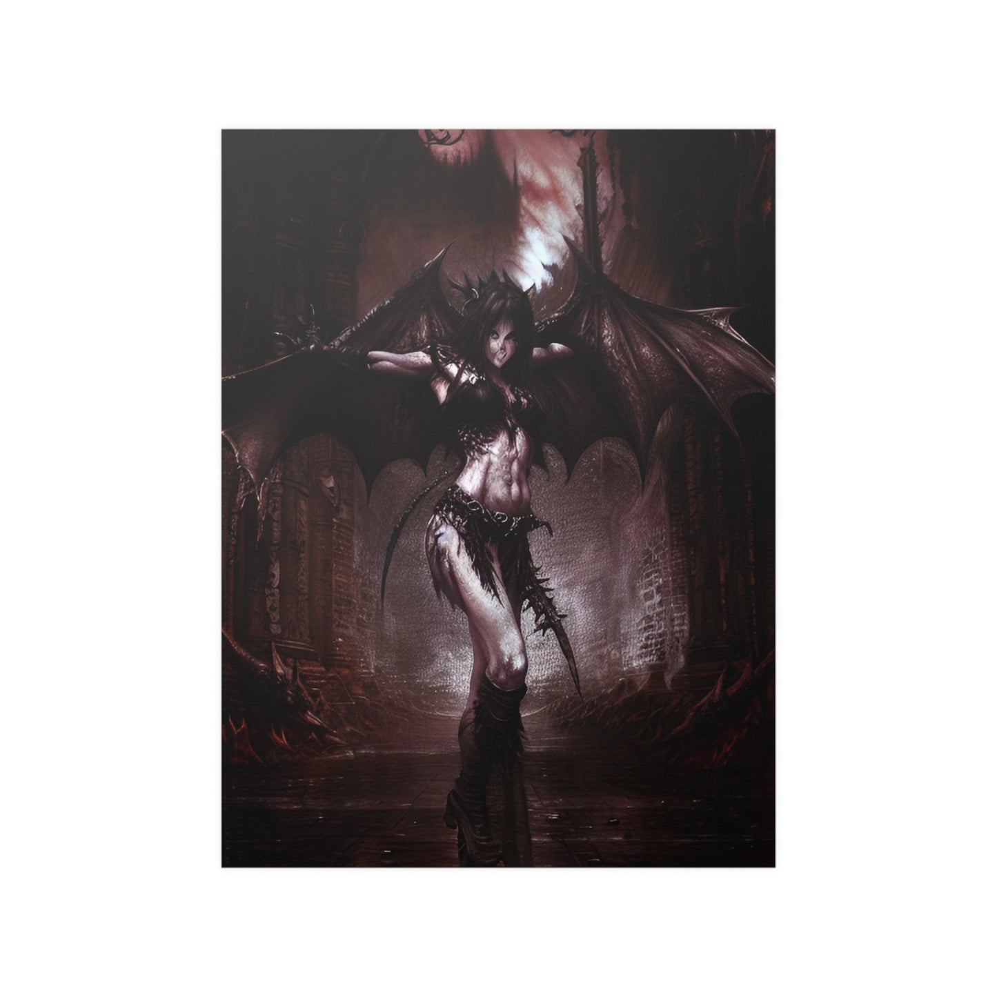 Nightmarish Succubus Demon Satin Poster