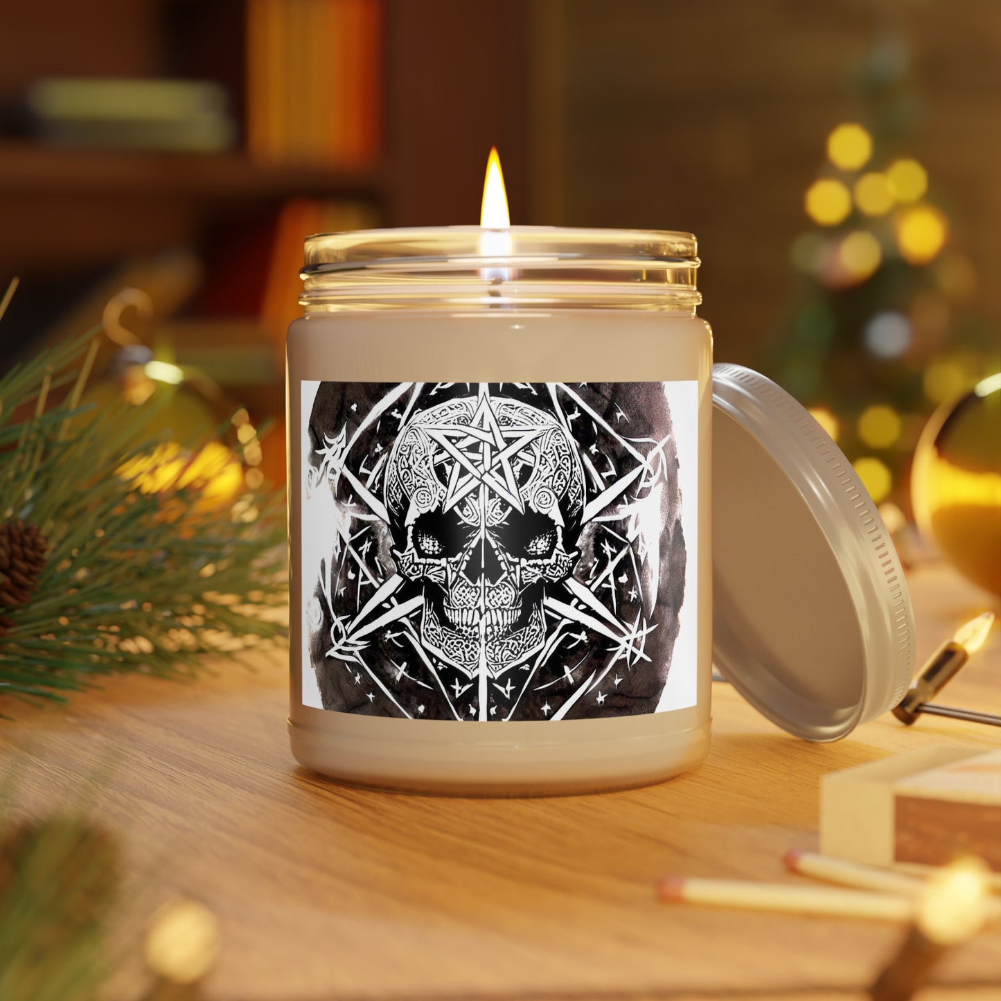 Pentagram Skull Scented Candles, 9oz