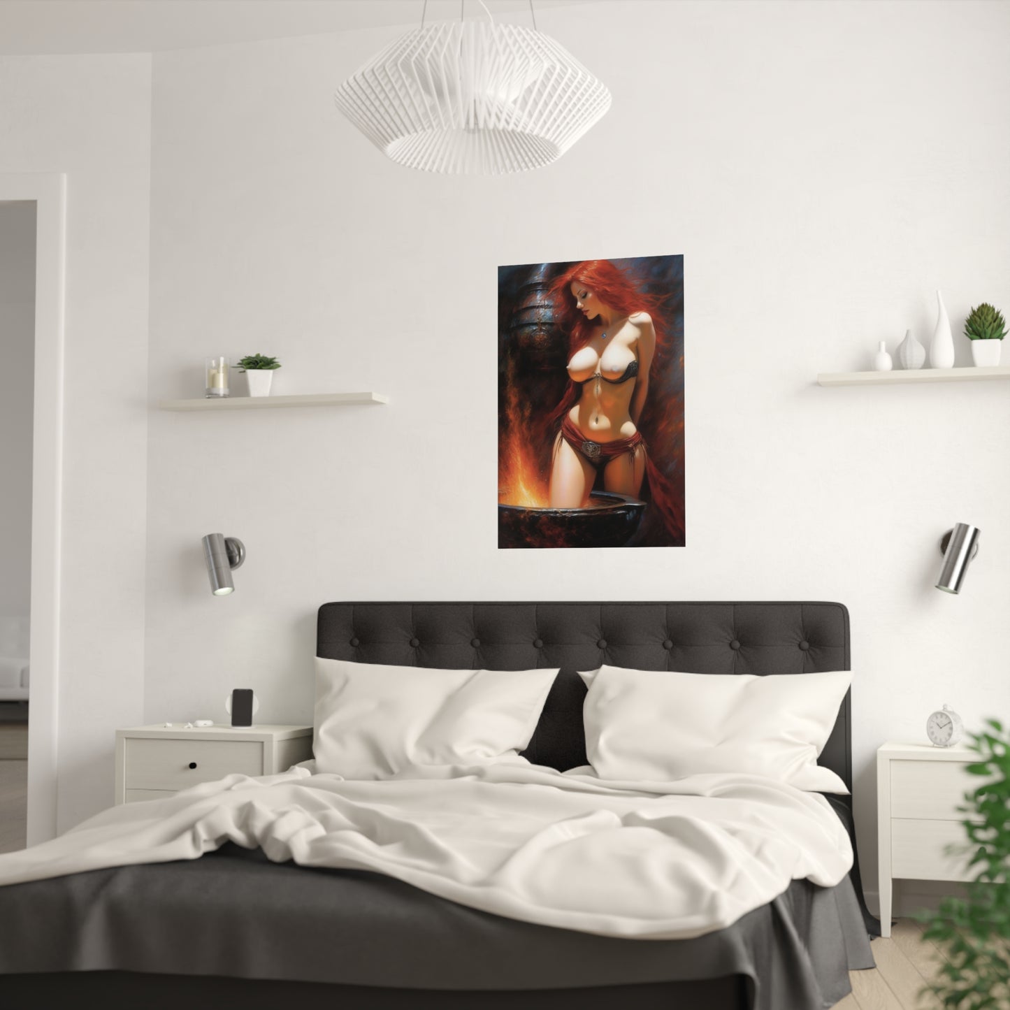 Redhead fire woman Satin Posters (210gsm)