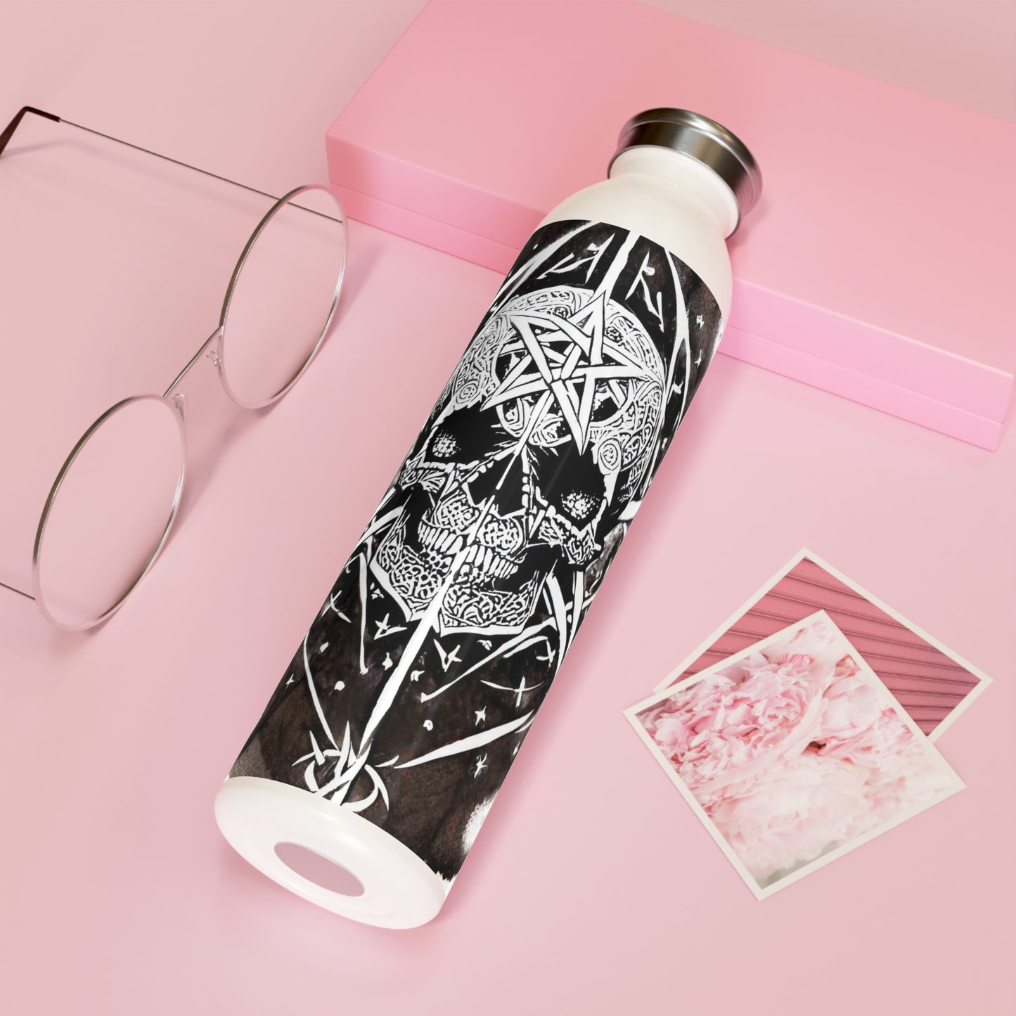 Pentagram Skull Slim Water Bottle