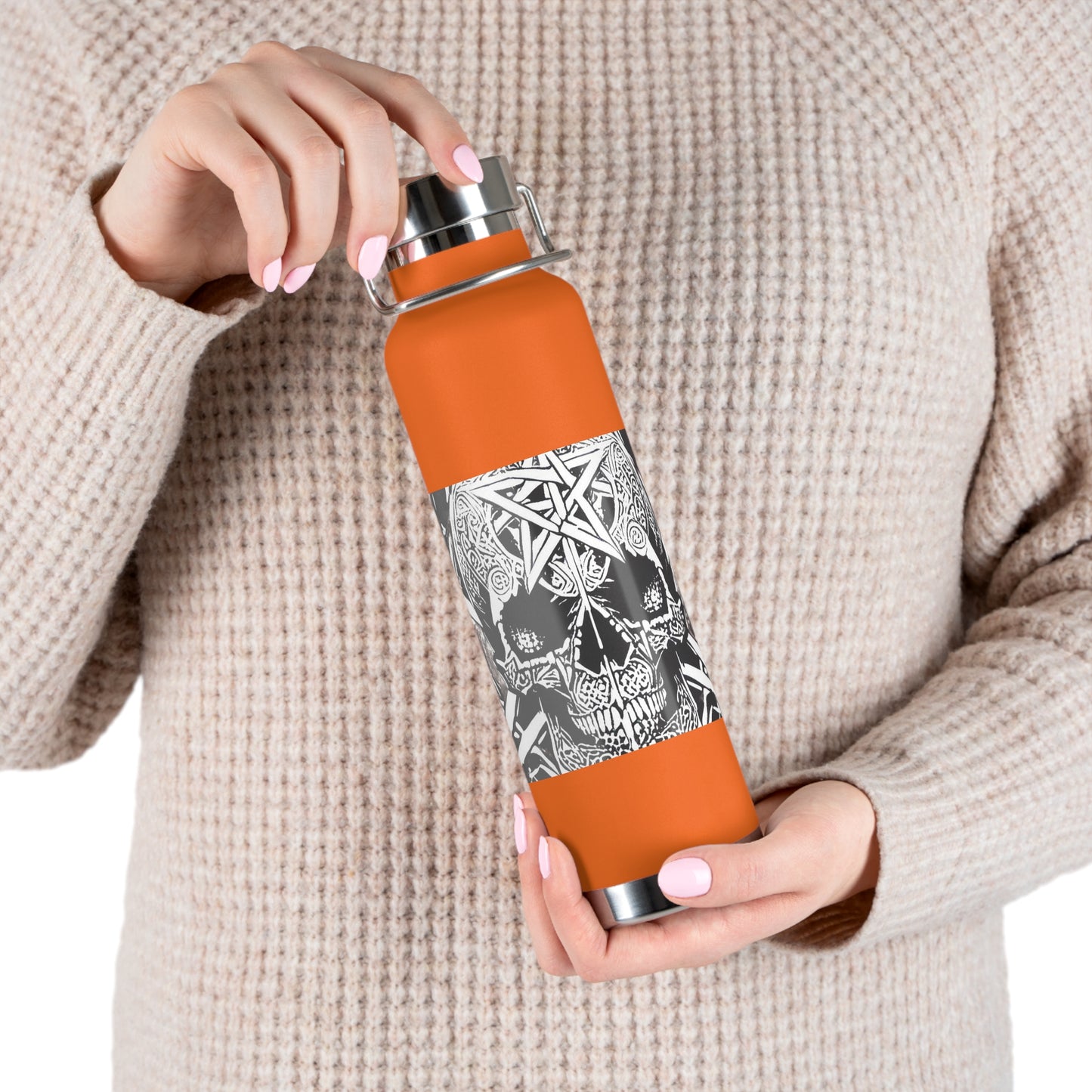 Pentagram Skull Copper Vacuum Insulated Bottle, 22oz