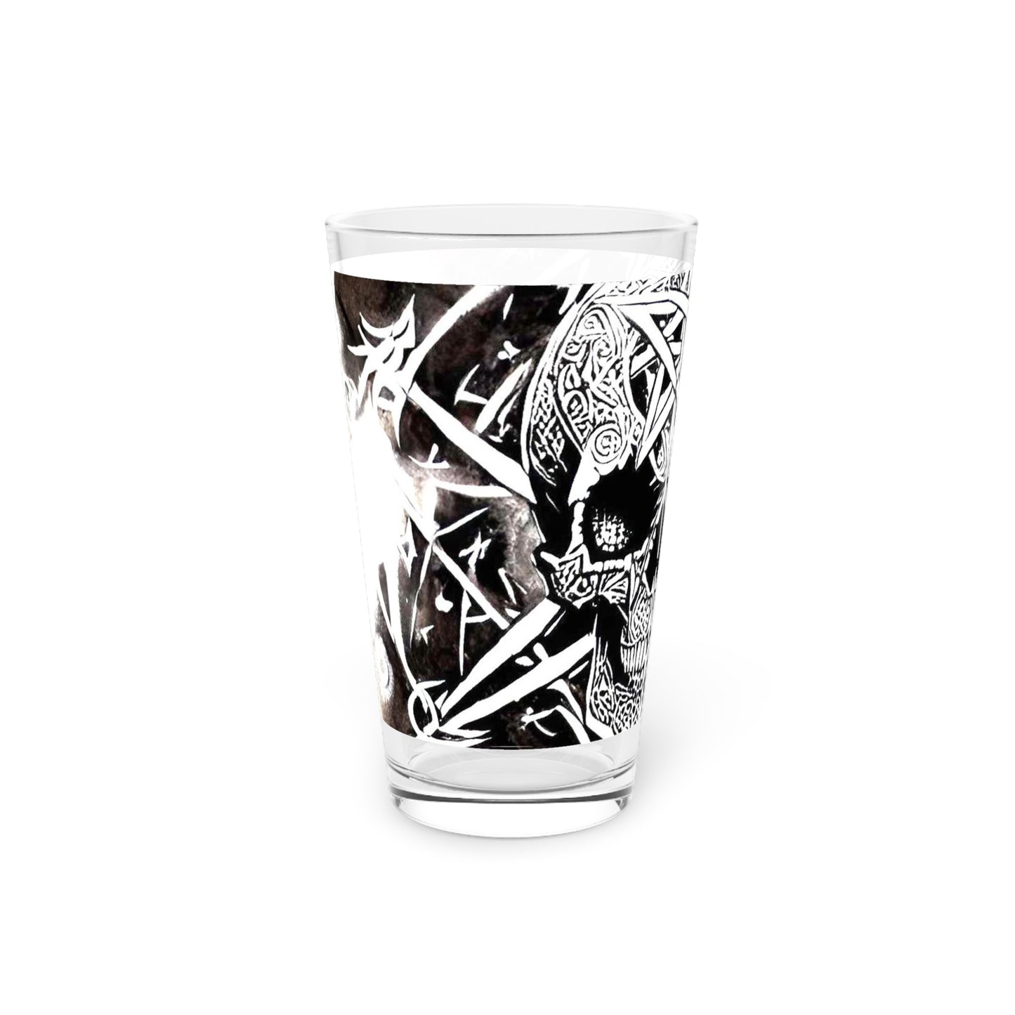 Pentagram Skull Pint Glass, 16oz