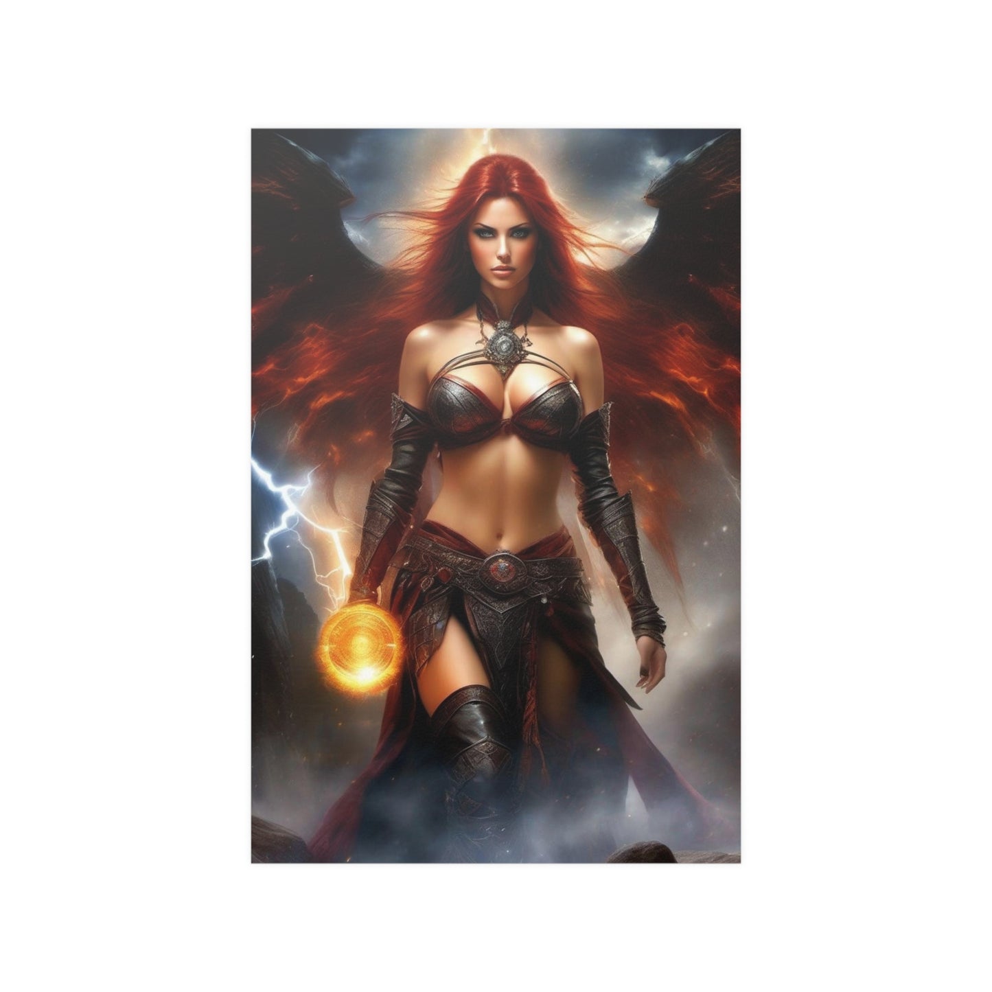 Winged Fire Witch Satin Posters (210gsm)