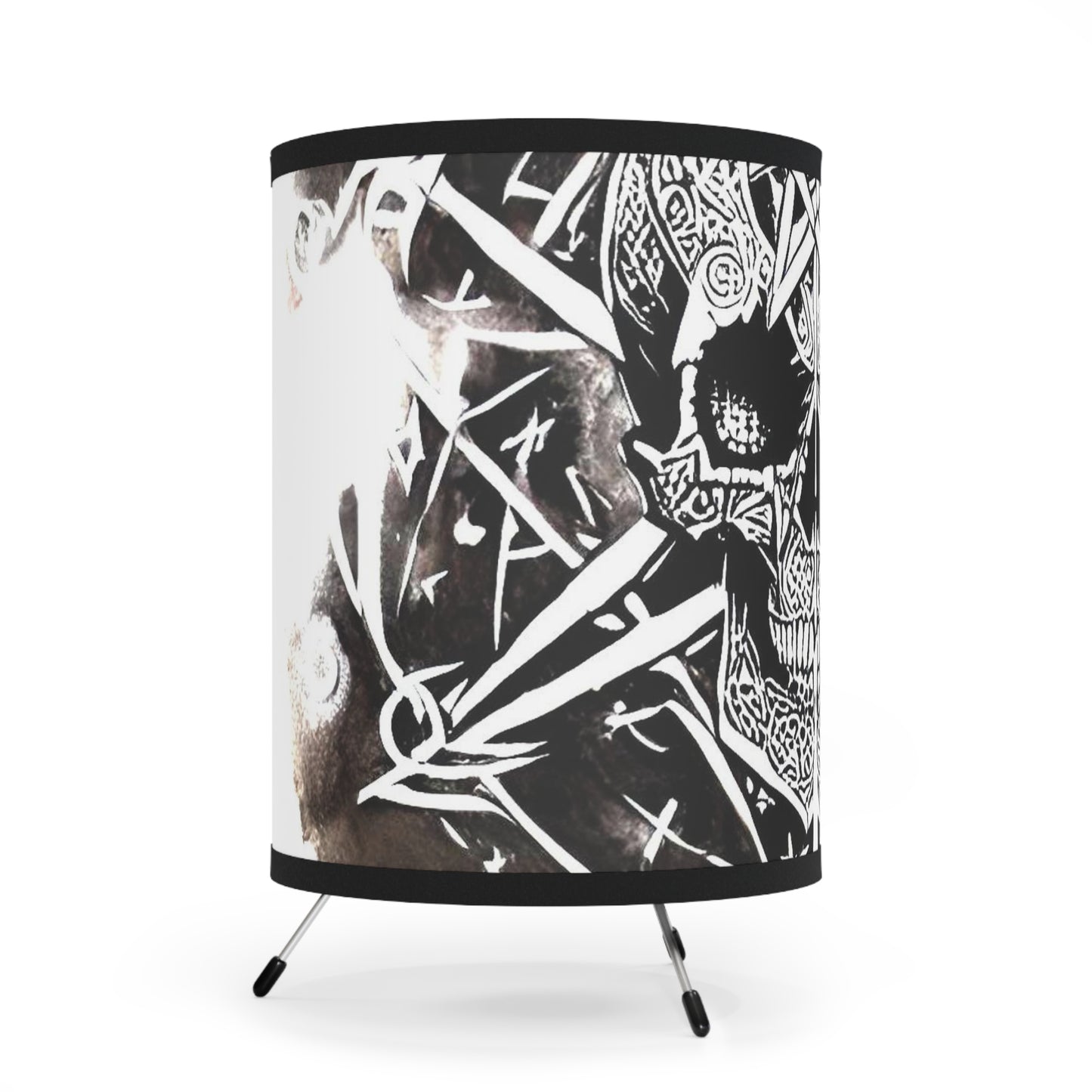 Pentagram Skull Tripod Lamp with High-Res Printed Shade, US\CA plug