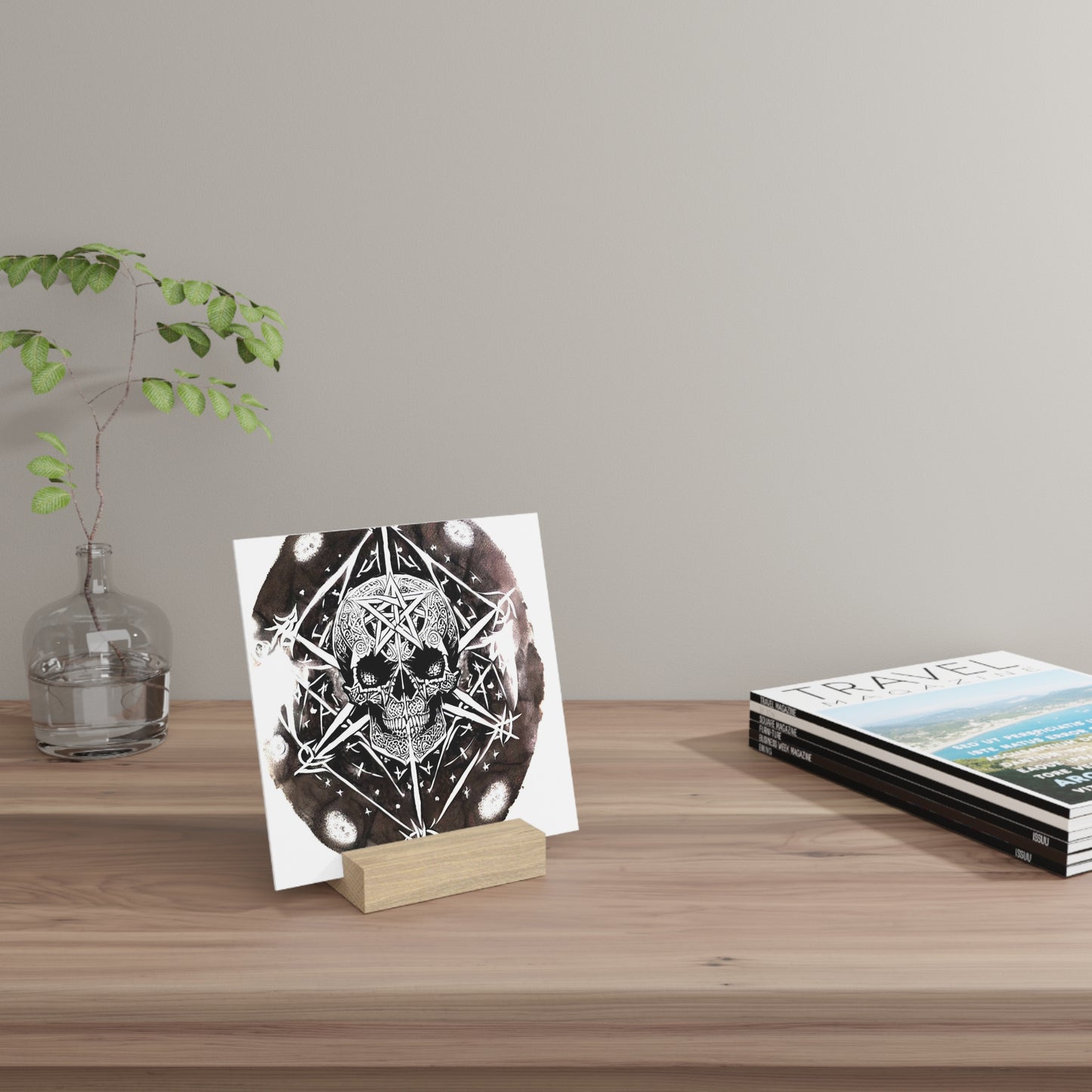 Pentagram Skull Gallery Board with Stand