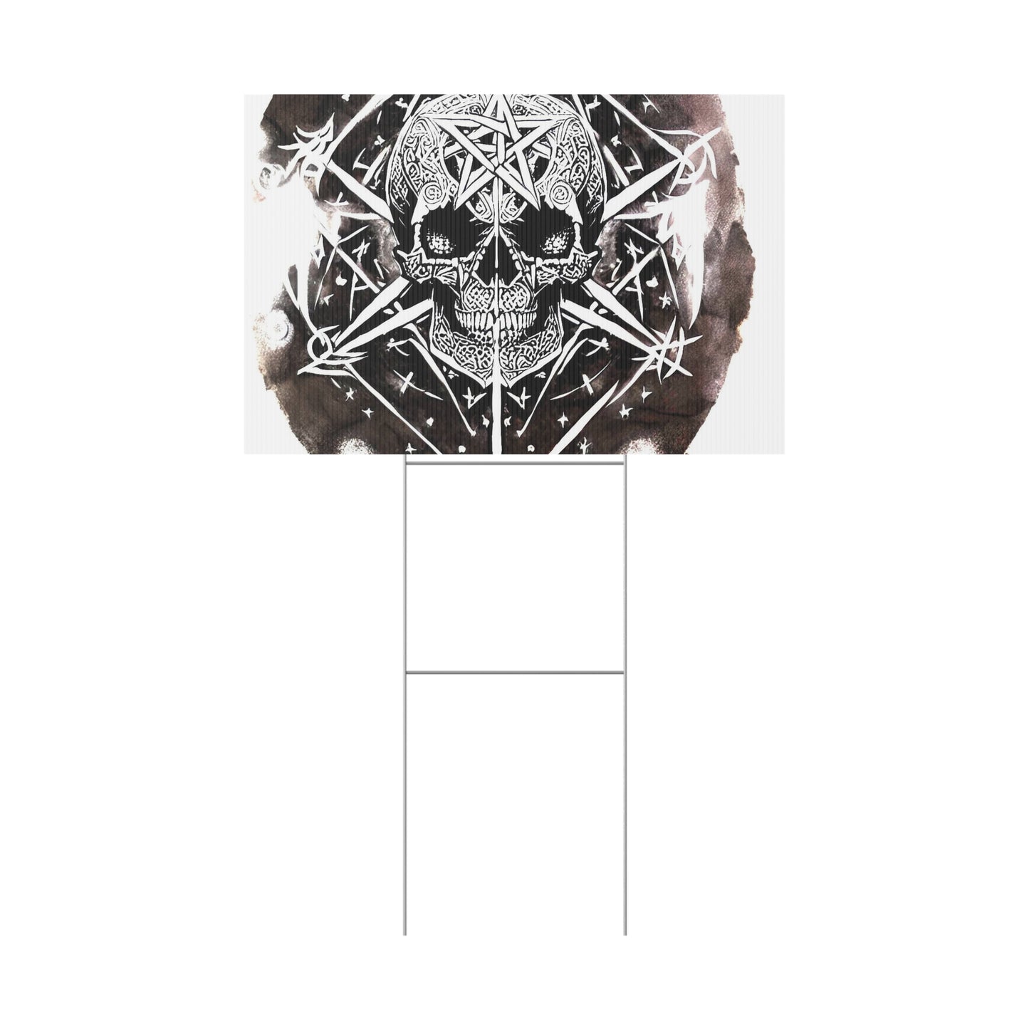 Pentagram Skull Plastic Yard Sign