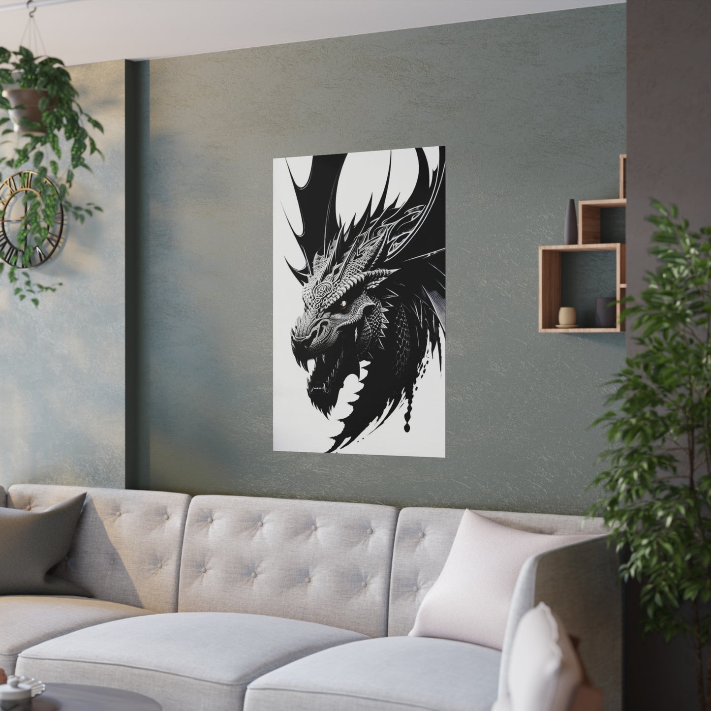 Glowing eye Dragon HeadSatin Posters (210gsm)