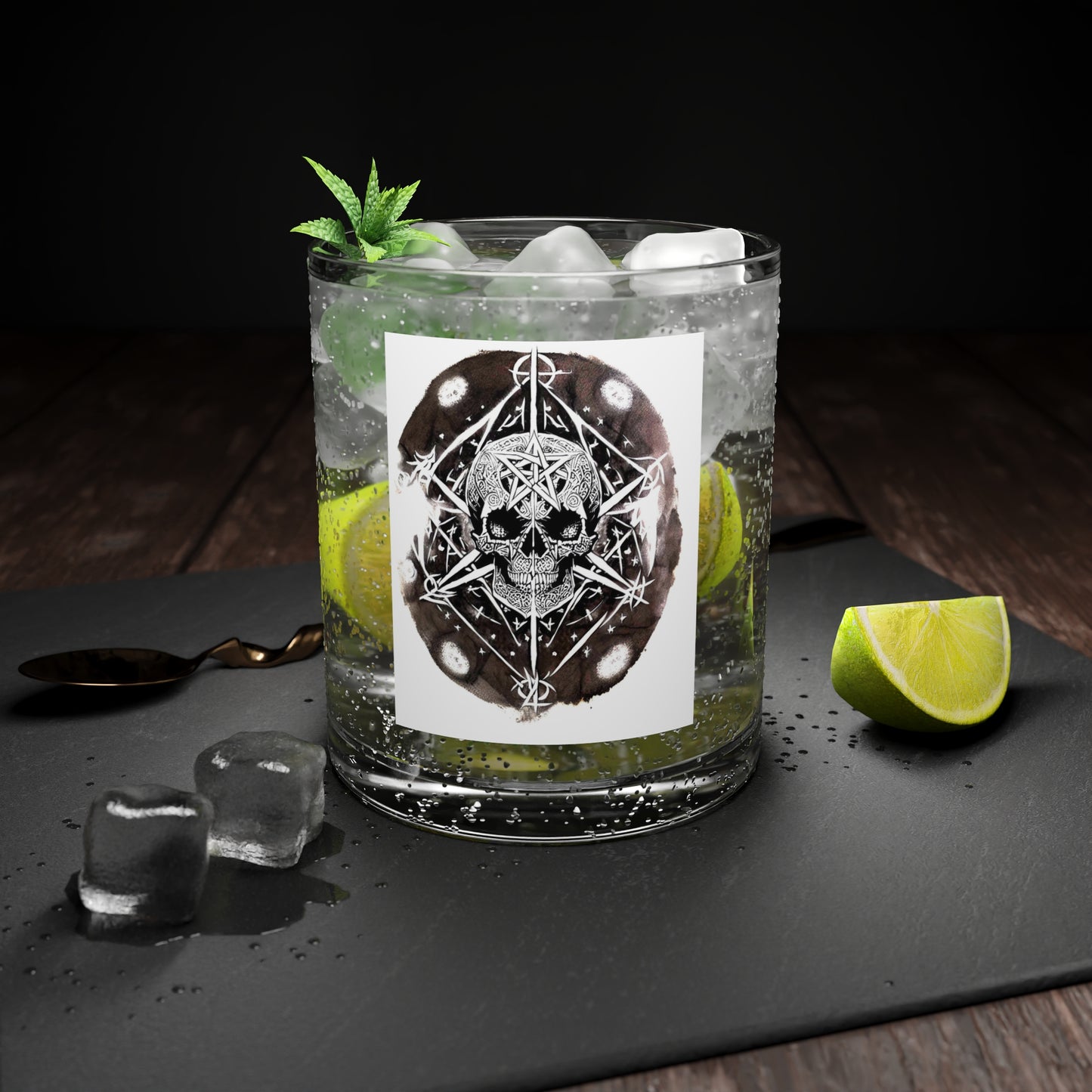 Pentagram Skull Bar Glass