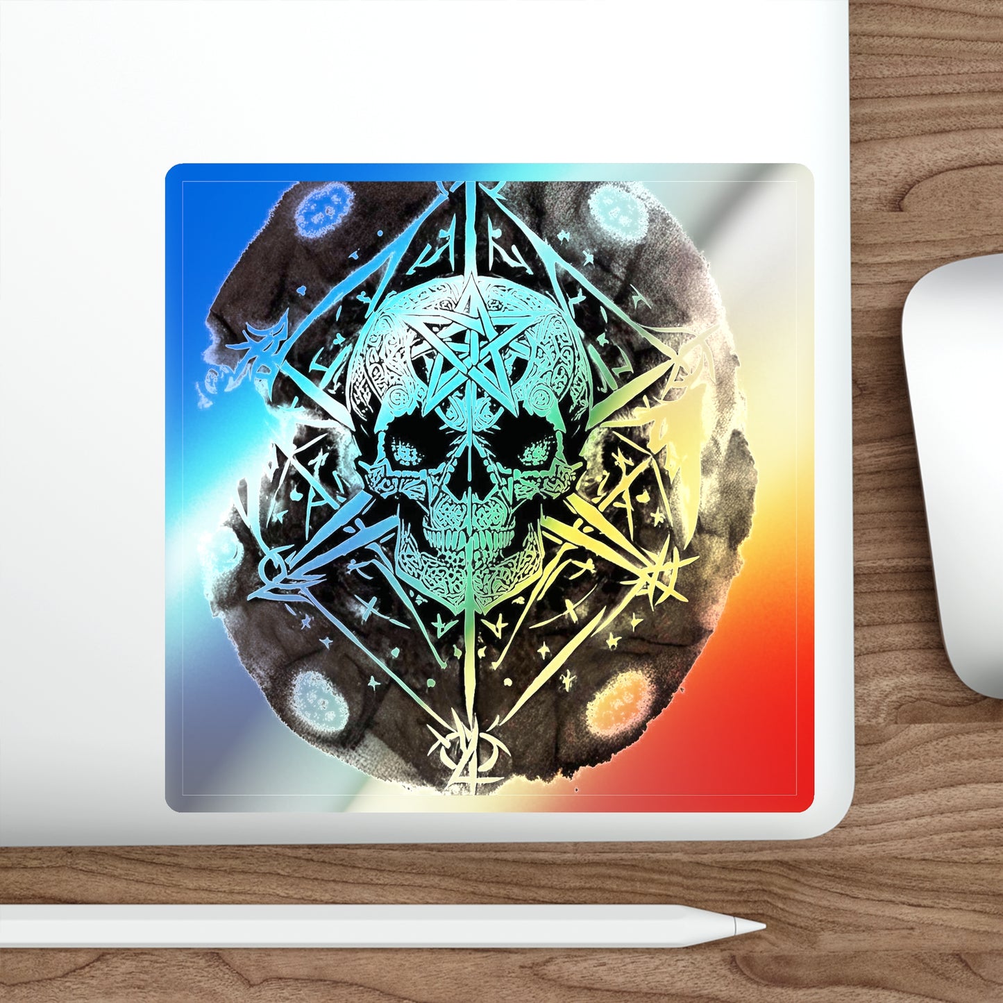 Pentagram Skull Holographic Die-cut Stickers