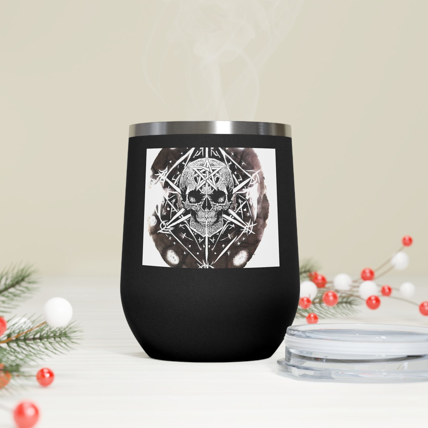 Pentagram Skull 12oz Insulated Wine Tumbler