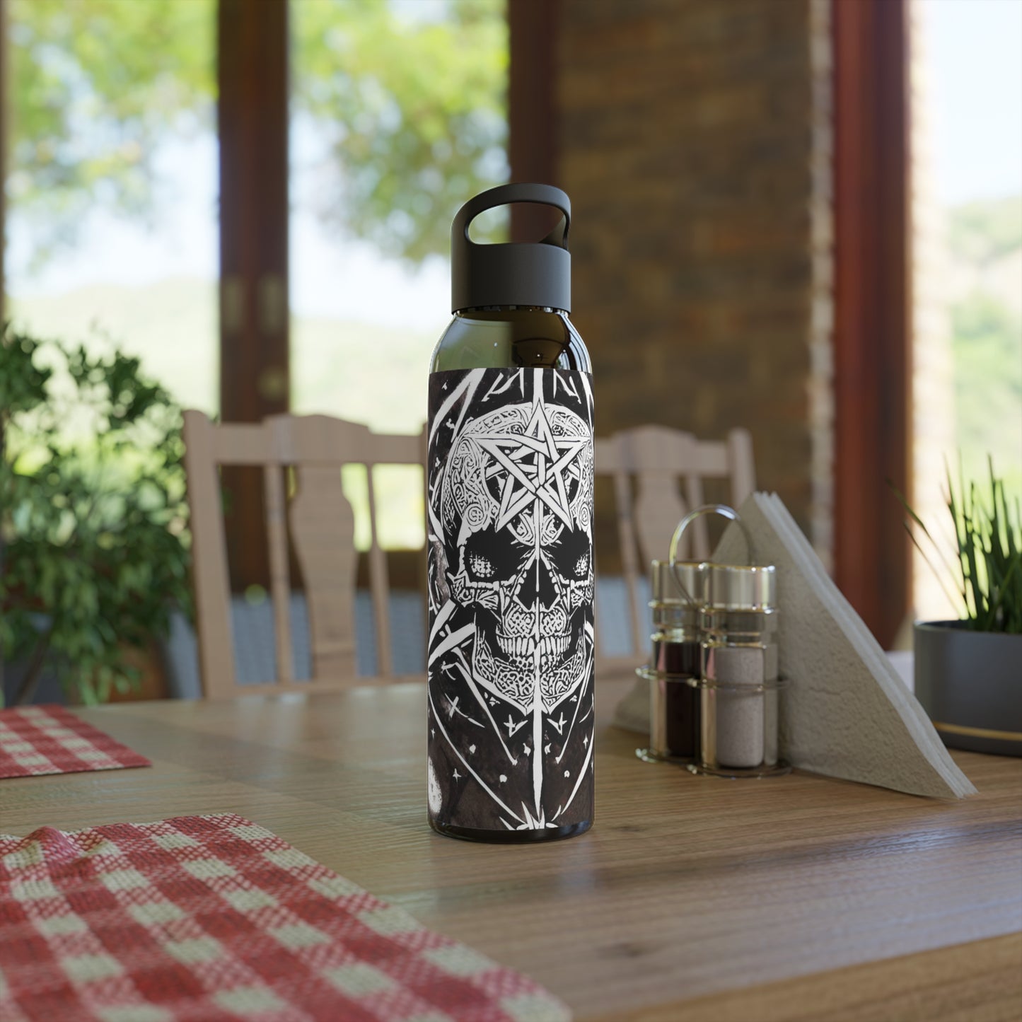 Pentagram Skull Sky Water Bottle