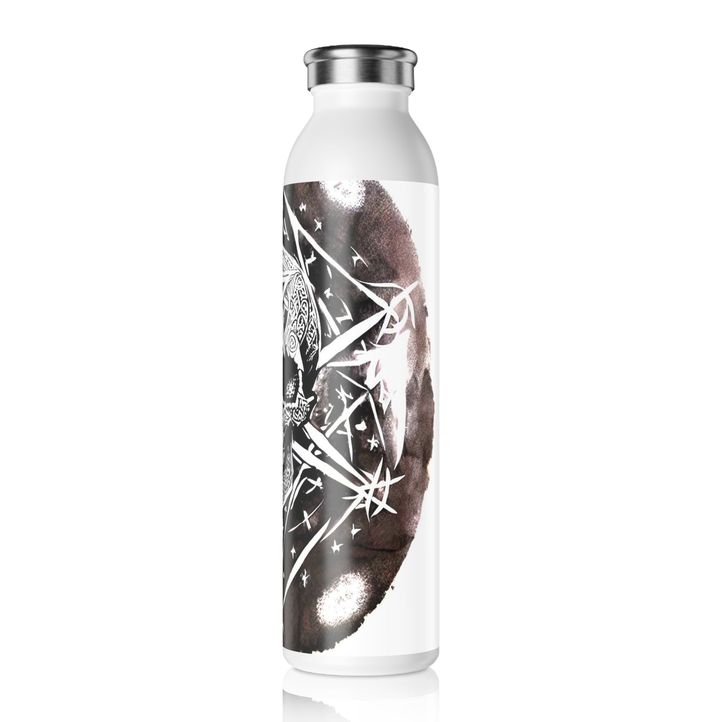 Pentagram Skull Slim Water Bottle